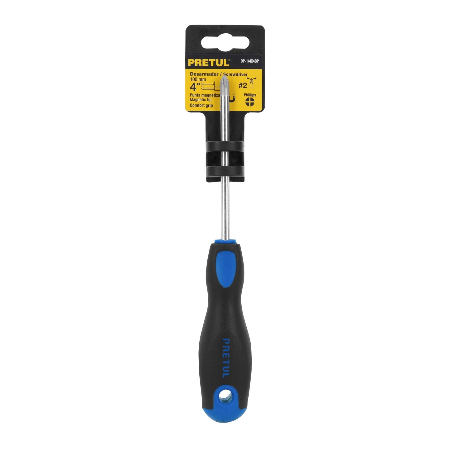 DP-1/4X4BP Destornillador punta phillips 1/4" x 4", mgo Comfort Grip, Pretul