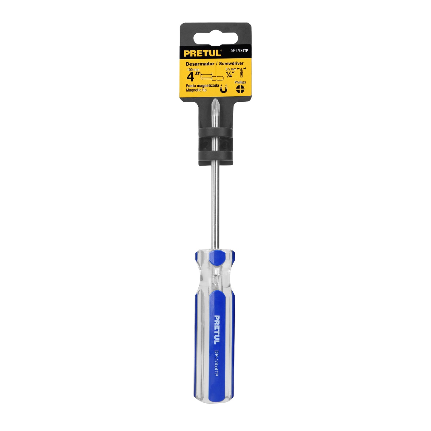 DP-1/4X4TP Destornillador punta phillips 1/4" x 4", mango PVC, Pretul