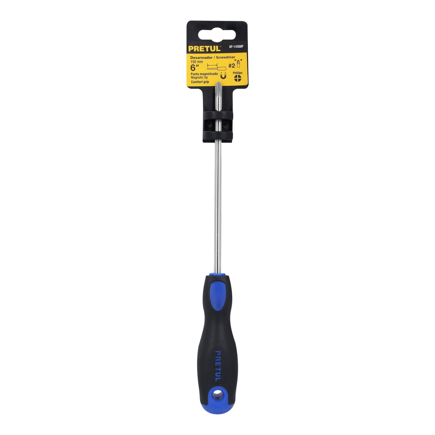DP-1/4X6BP Destornillador punta phillips 1/4" x 6", mgo Comfort Grip, Pretul