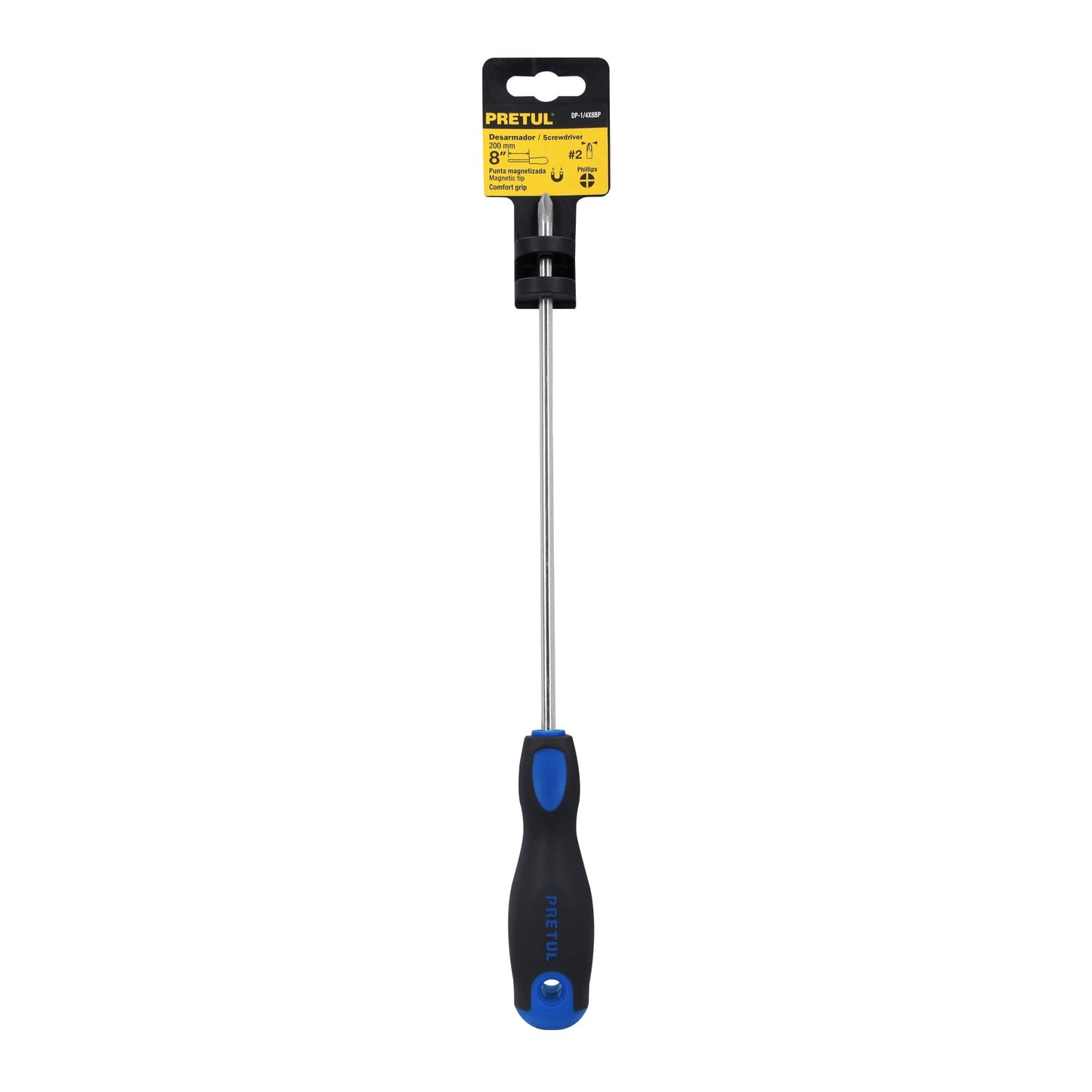 DP-1/4X8BP Destornillador punta phillips 1/4" x 8", mgo Comfort Grip, Pretul