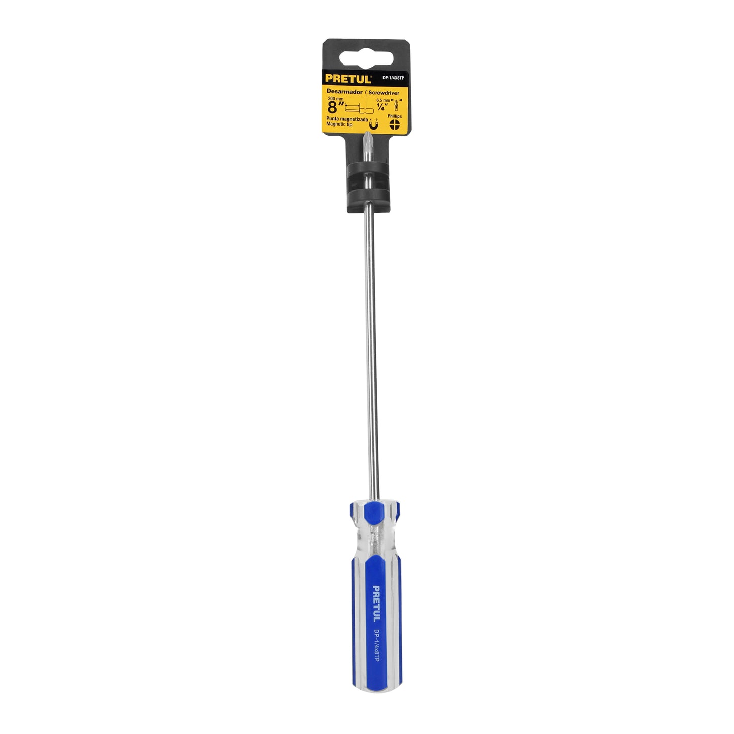 DP-1/4X8TP Destornillador punta phillips 1/4" x 8", mango PVC, Pretul