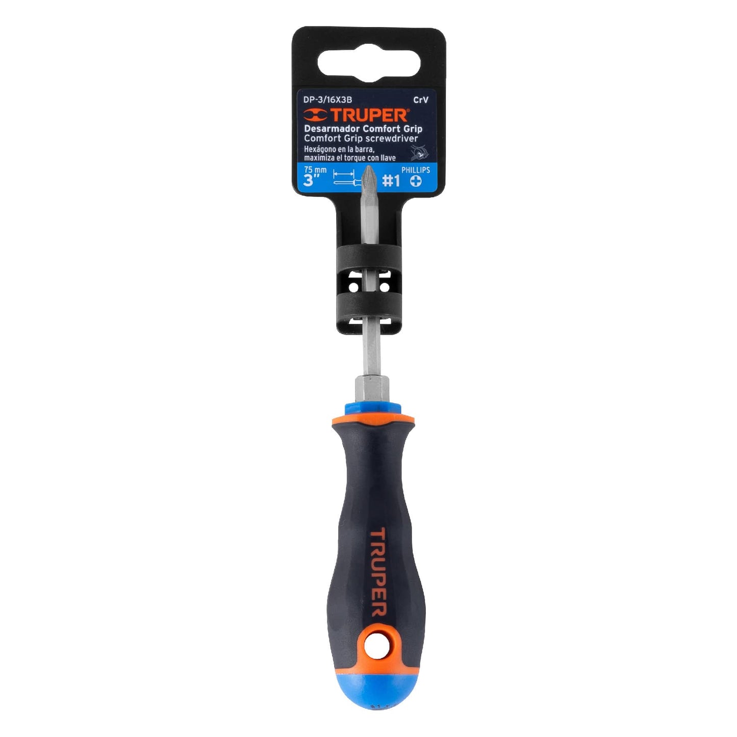 DP-3/16X3B Destornillador punta phillips 3/16" x 3", mango Comfort Grip