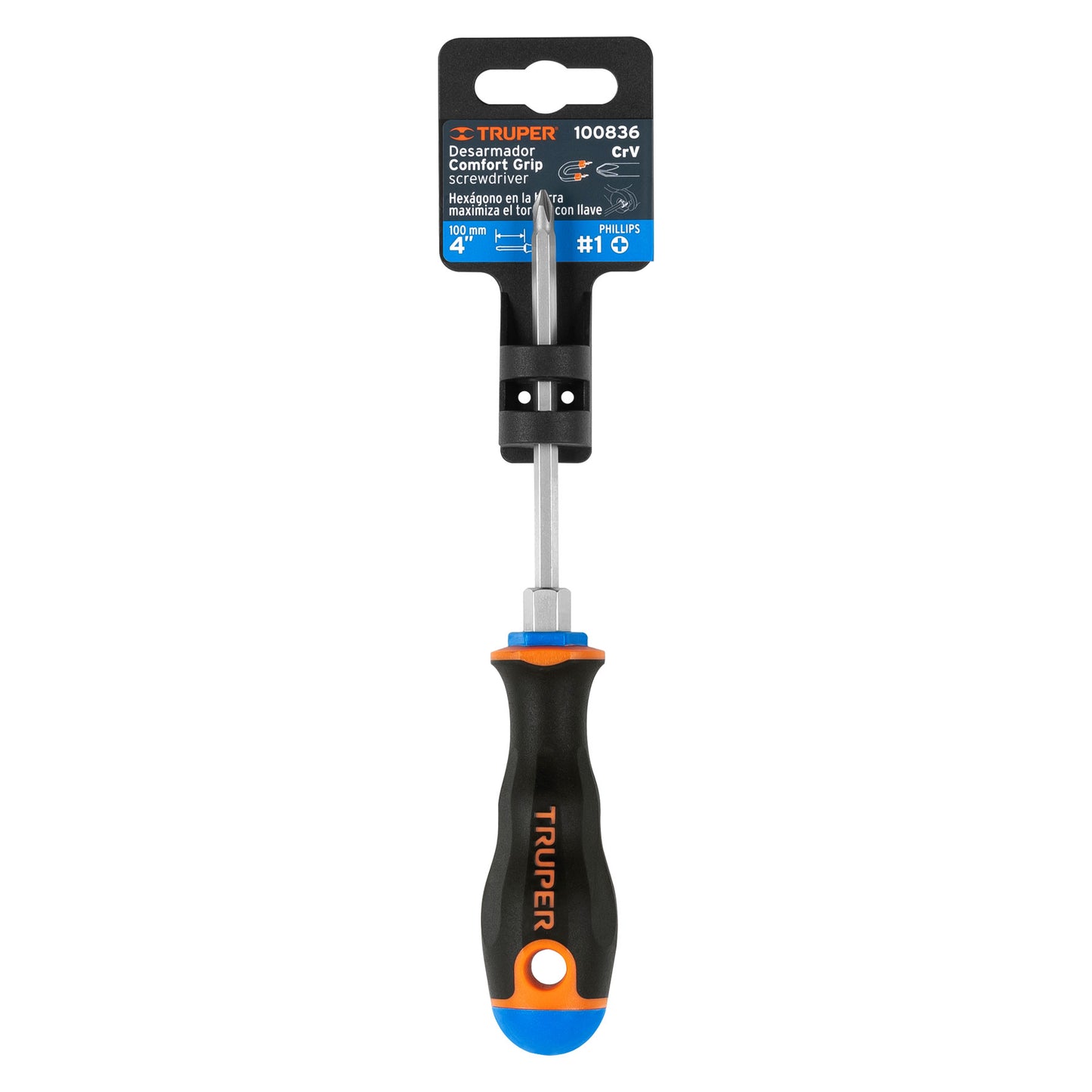 DP-3/16X4B Desarmador de cruz 3/16 x 4', mango Comfort Grip
