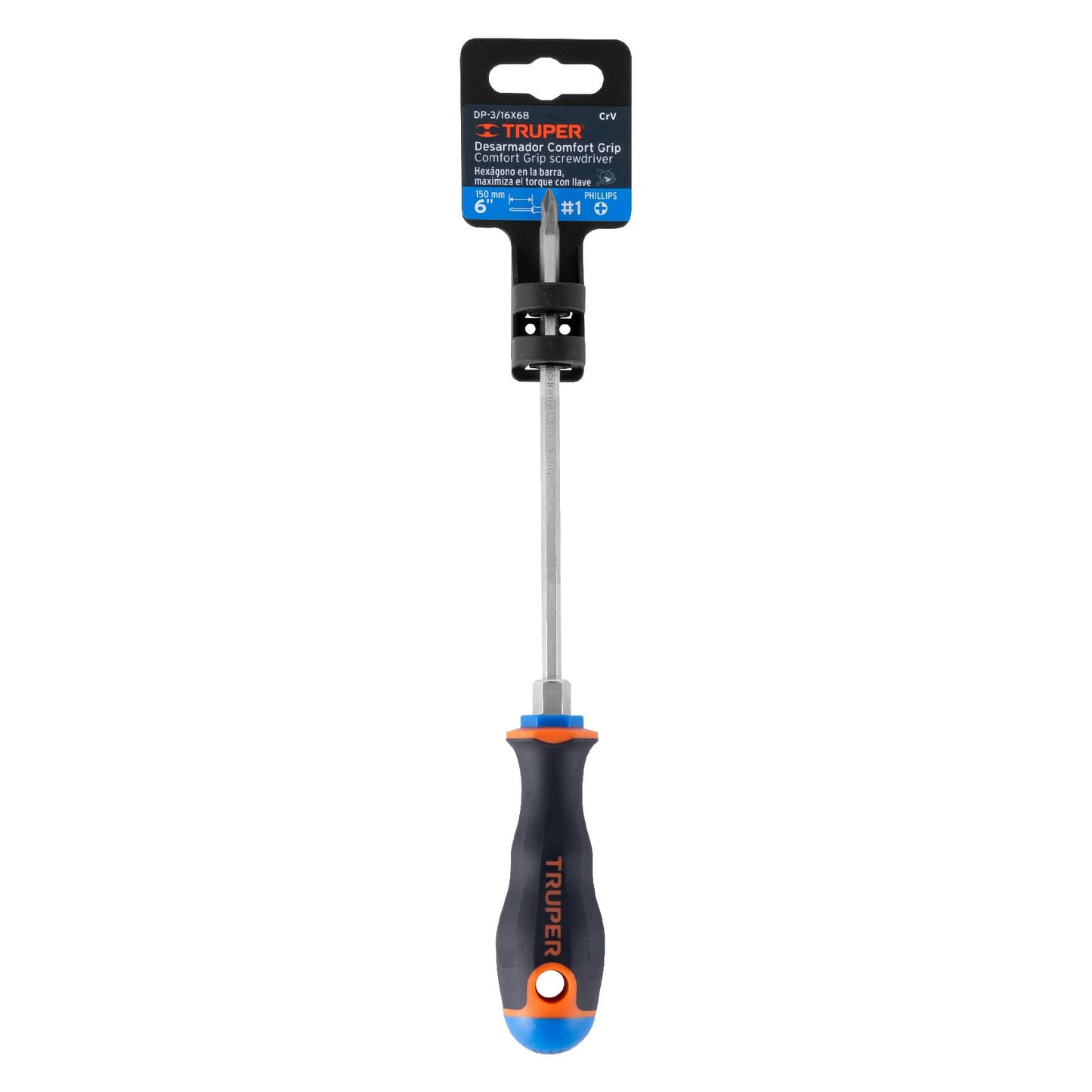 DP-3/16X6B Destornillador punta phillips 3/16" x 6" mango Comfort Grip