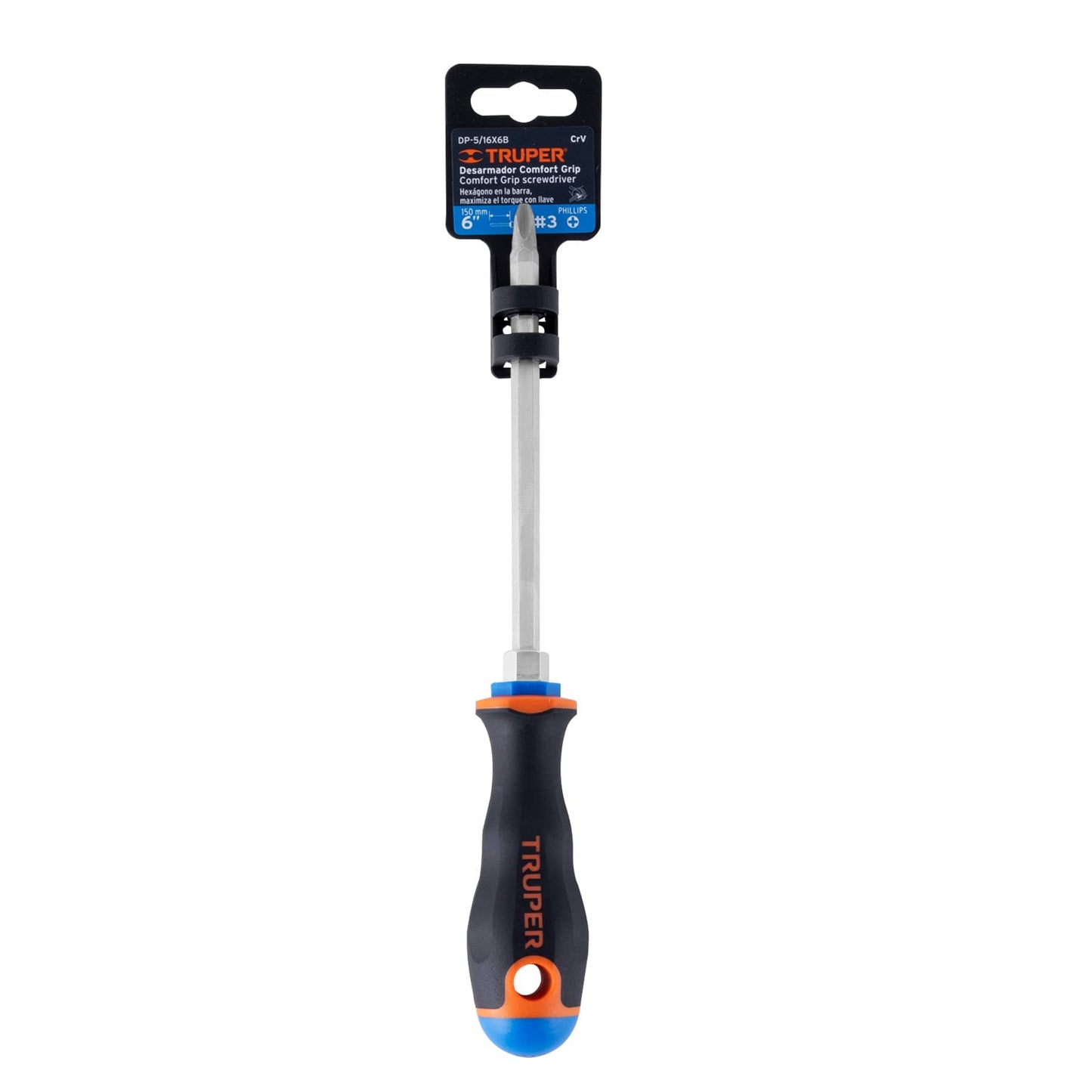 DP-5/16X6B Destornillador punta phillips, 5/16" x 6" mango Comfort Grip
