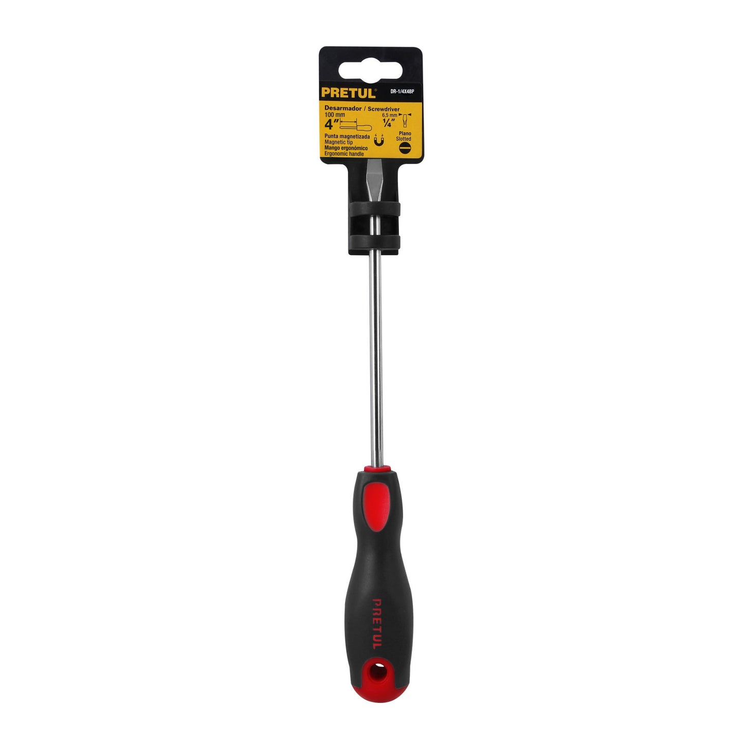 DR-1/4X4BP Destornillador punta pala,1/4" x 4",mango Comfort Grip, Pretul