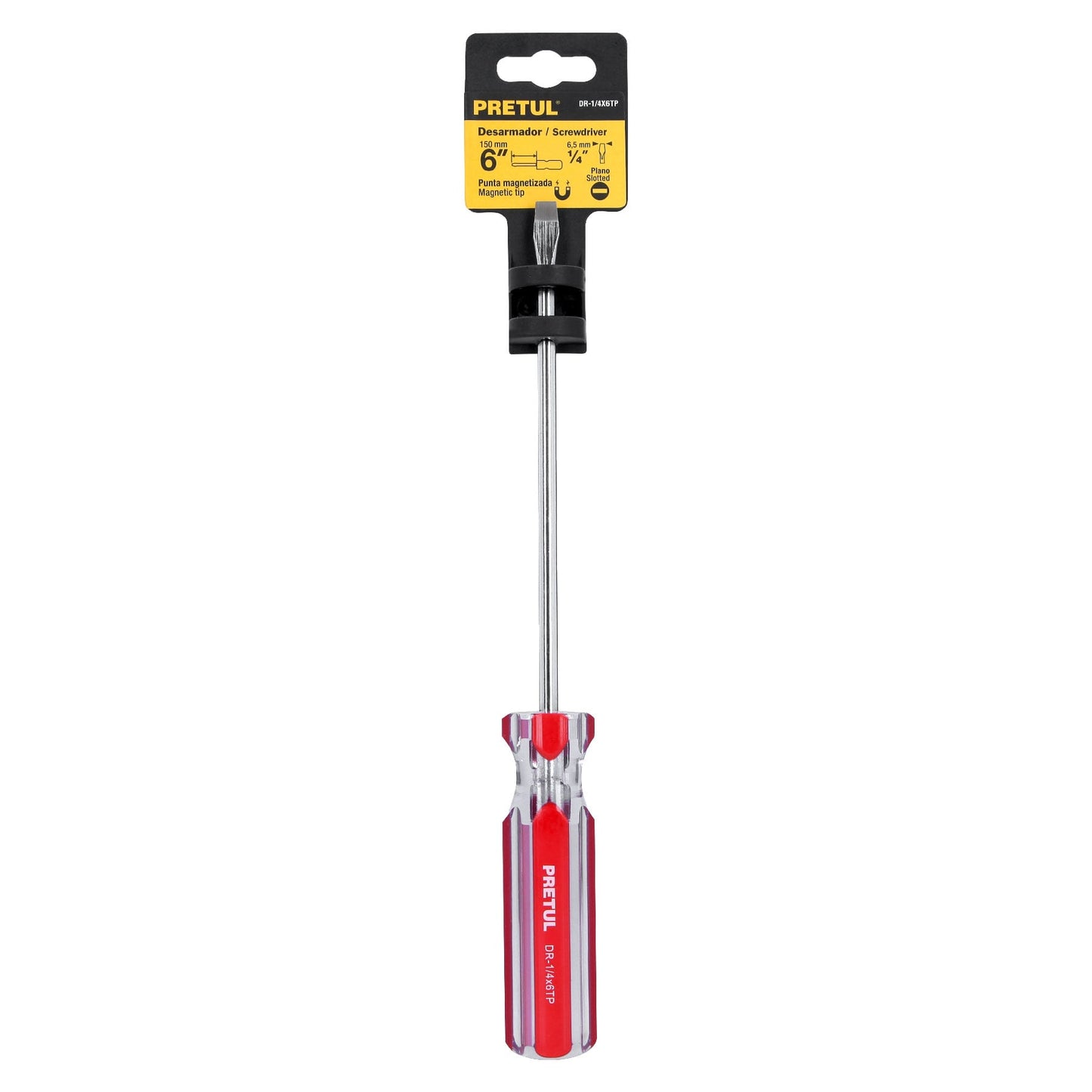 DR-1/4X6TP Destornillador punta pala 1/4" x 6", mango PVC, Pretul