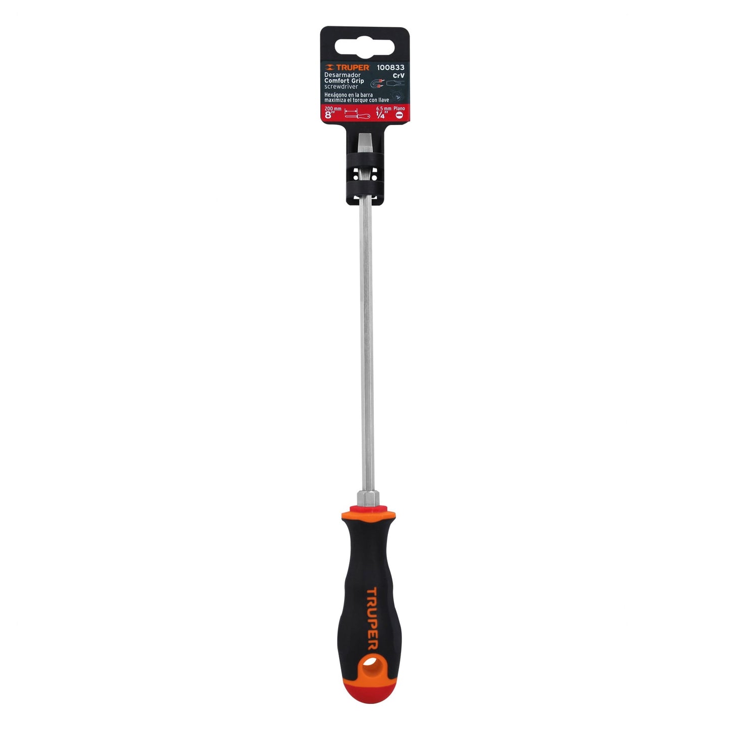 DR-1/4X8B Desarmador plano 1/4 x 8', mango Comfort Grip