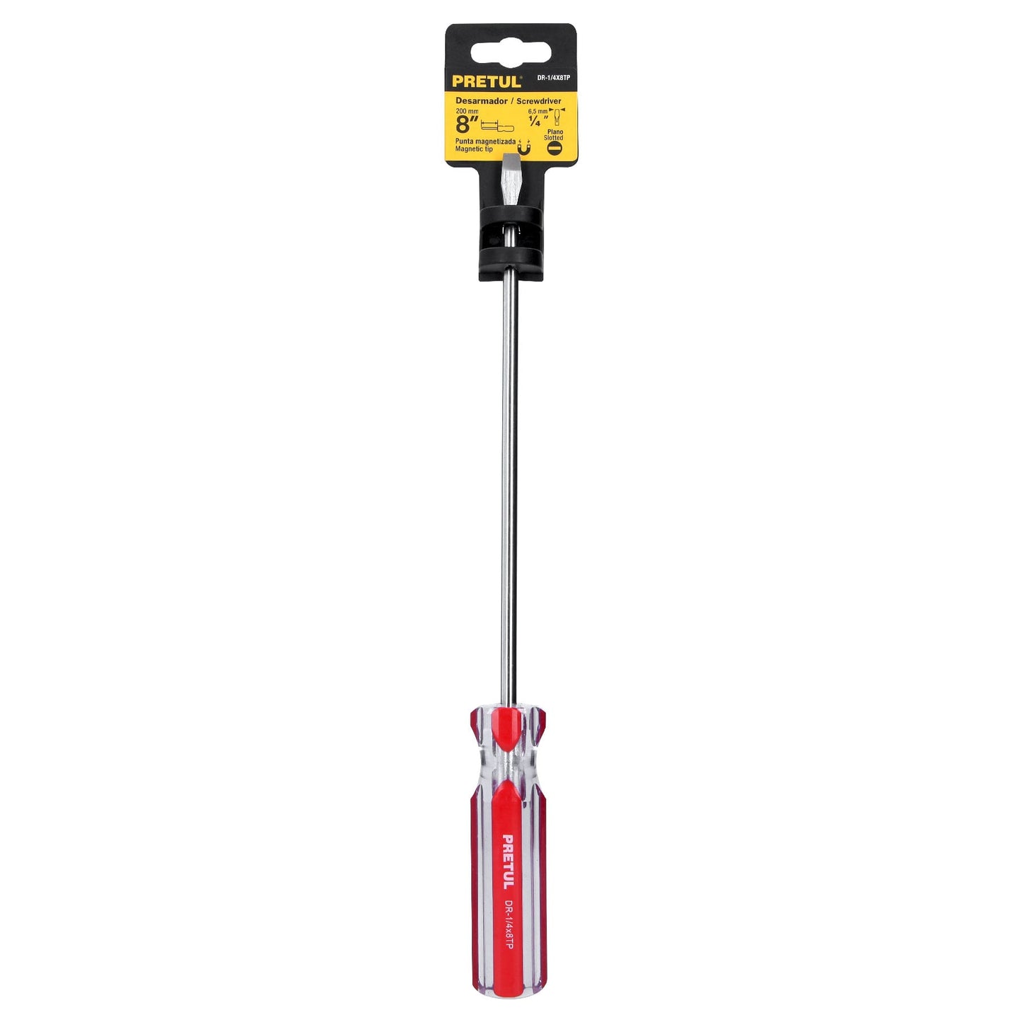 DR-1/4X8TP Destornillador punta pala 1/4" x 8", mango PVC, Pretul