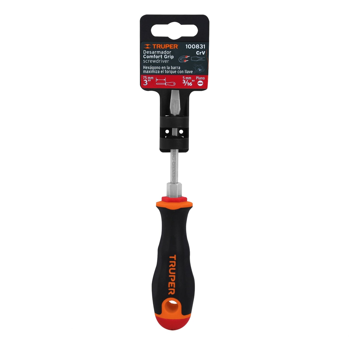DR-3/16X3B Desarmador plano 3/16 x 3', mango Comfort Grip