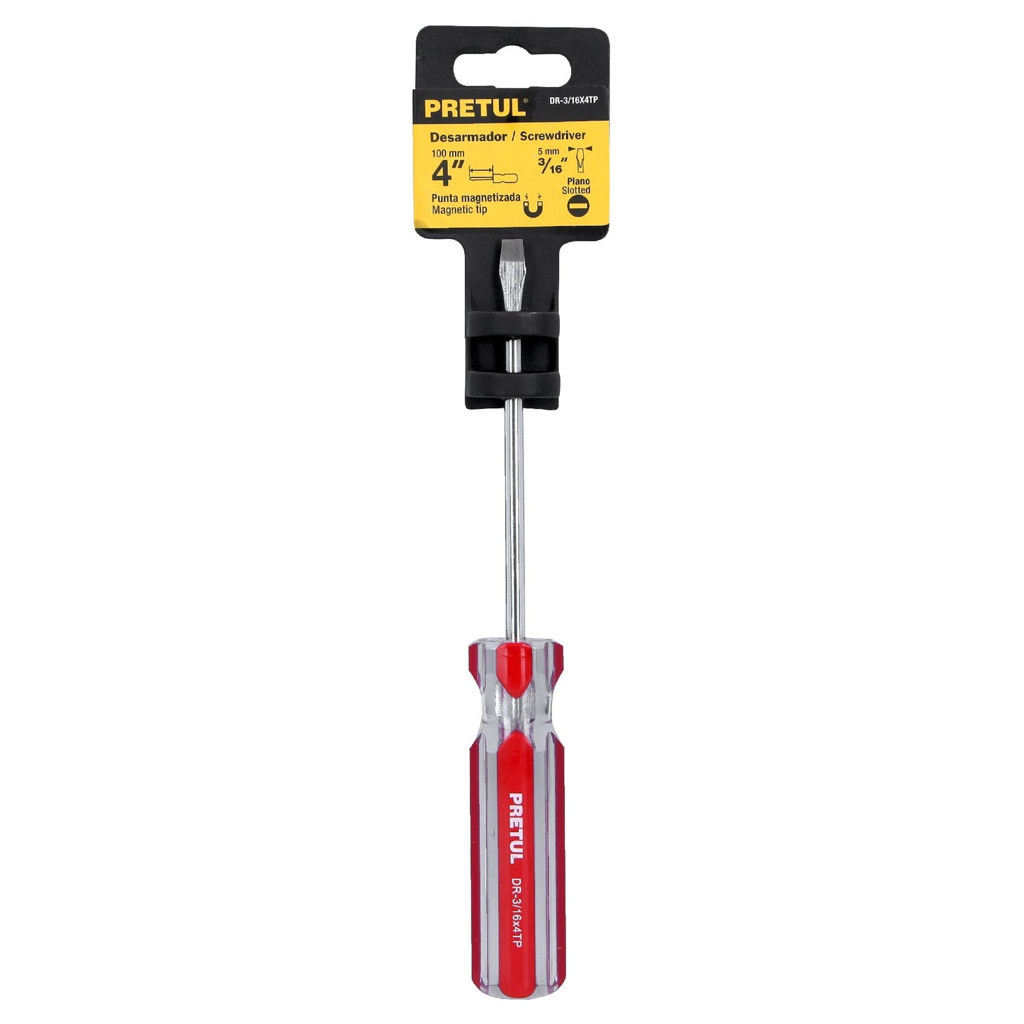 DR-3/16X4TP Destornillador punta pala 3/16" x 4", mango PVC, Pretul