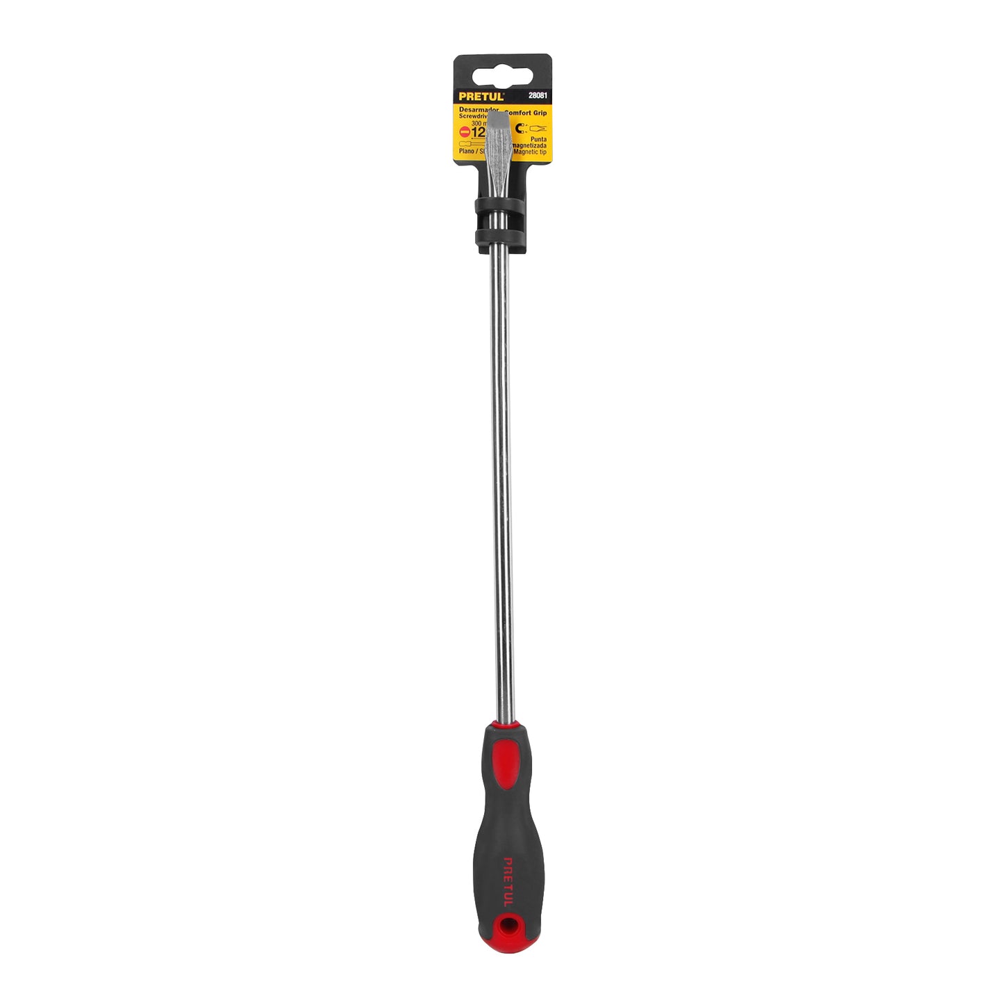 DR-3/8X12BP Desarmador plano, 3/8' x 12', mango Comfort Grip, Pretul