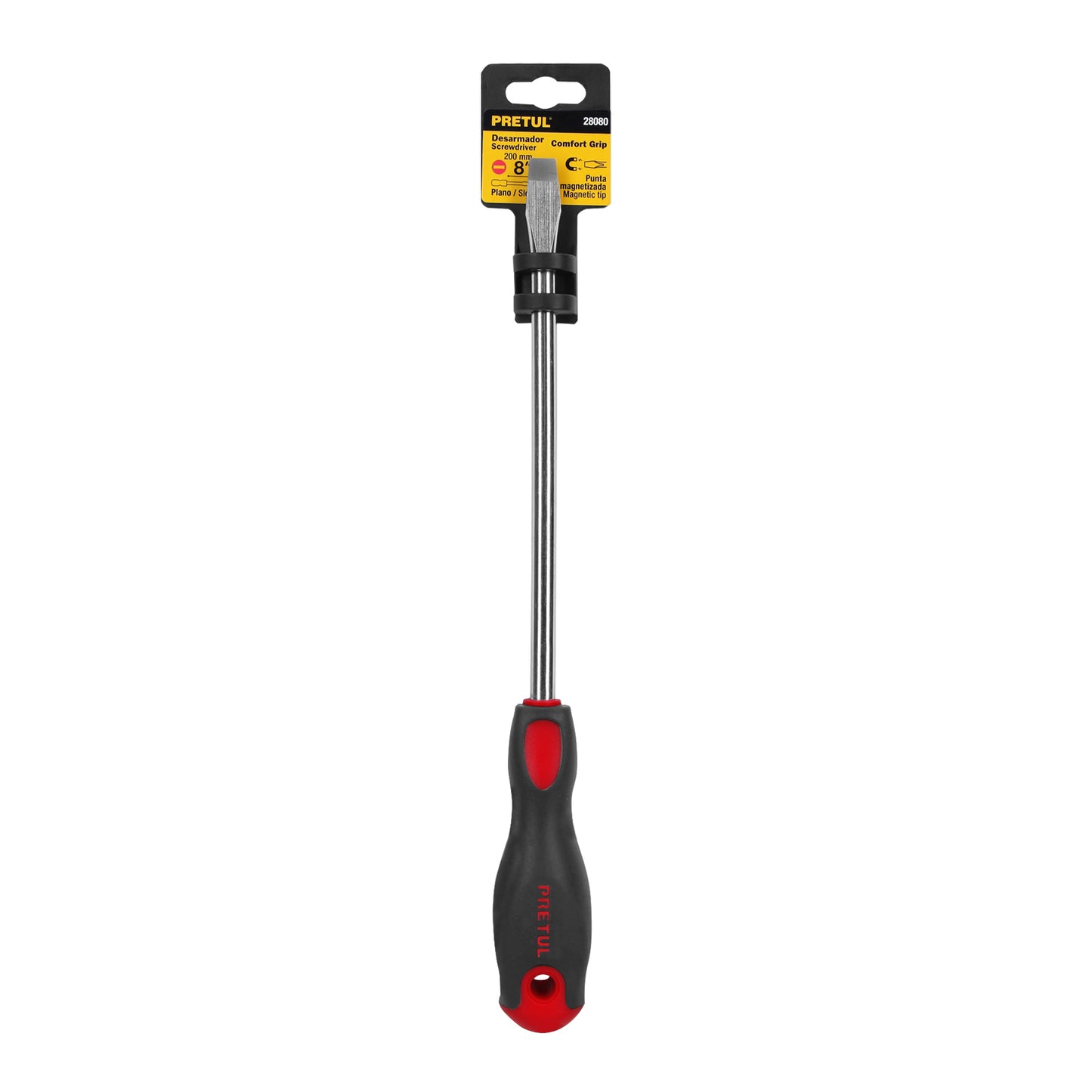 DR-3/8X8BP Desarmador plano, 3/8' x 8', mango Comfort Grip, Pretul