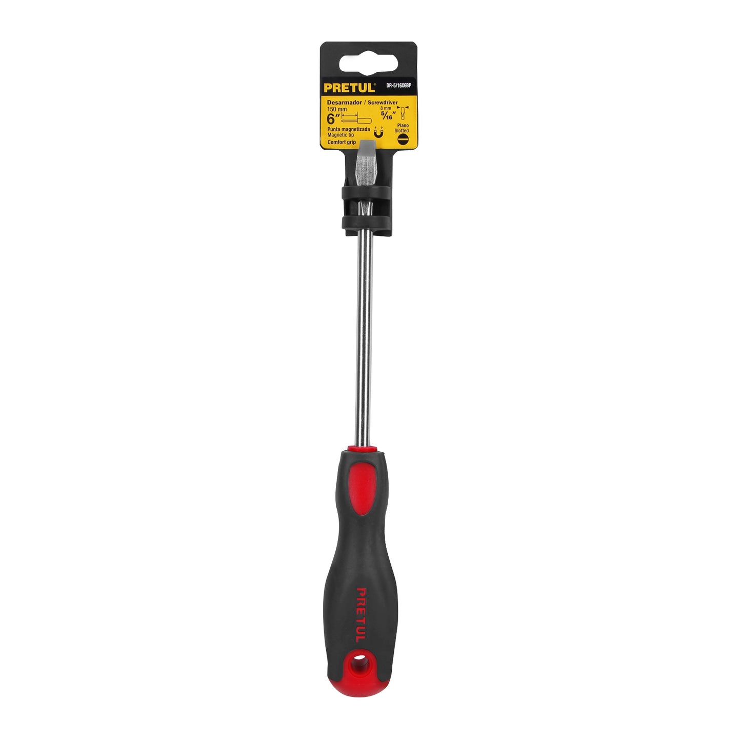 DR-5/16X6BP Destornillador punta pala, 5/16" x 6", mango Comfort Grip, Pretul