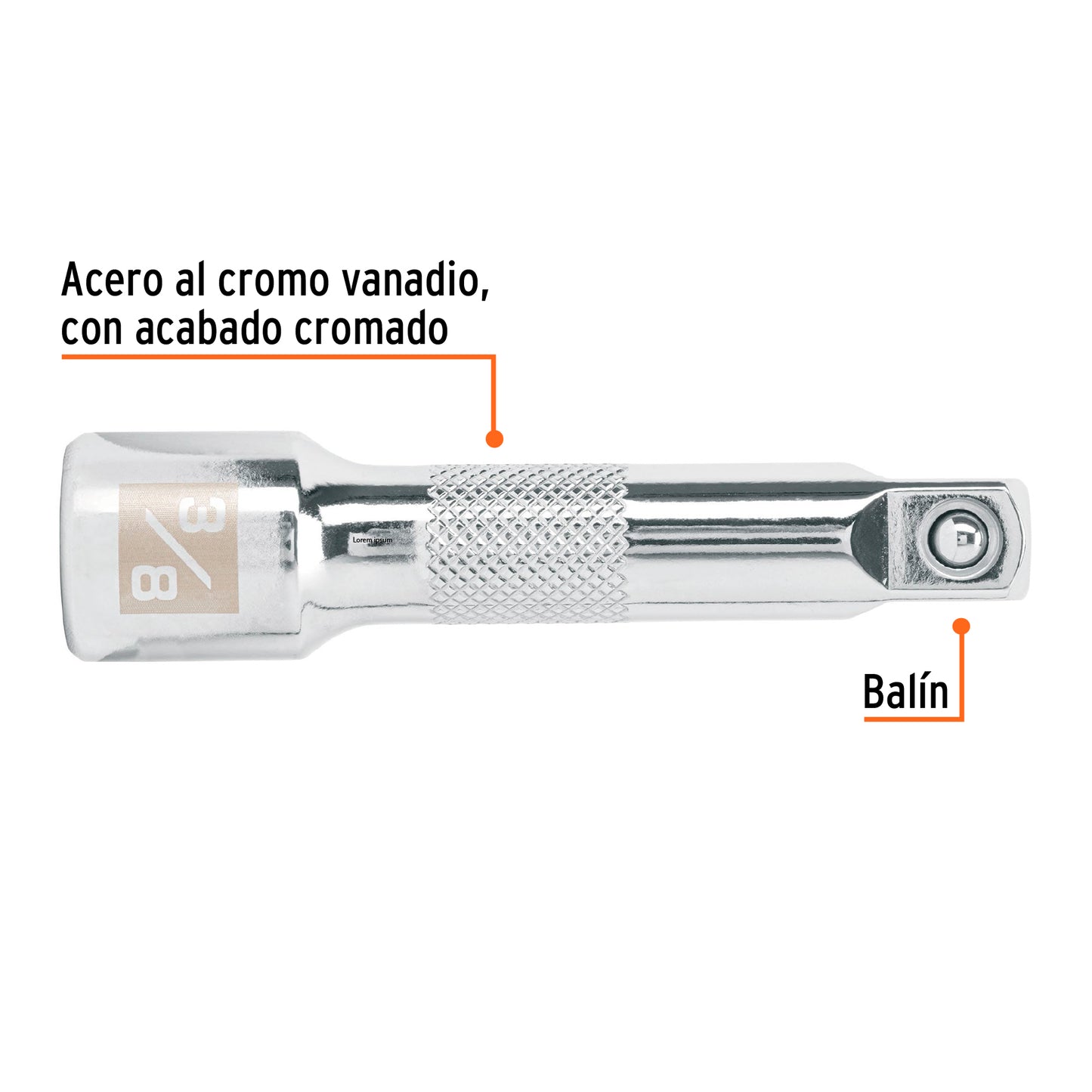 E-5260 Extensión de 3" para ratchet, para copas mando 3/8"