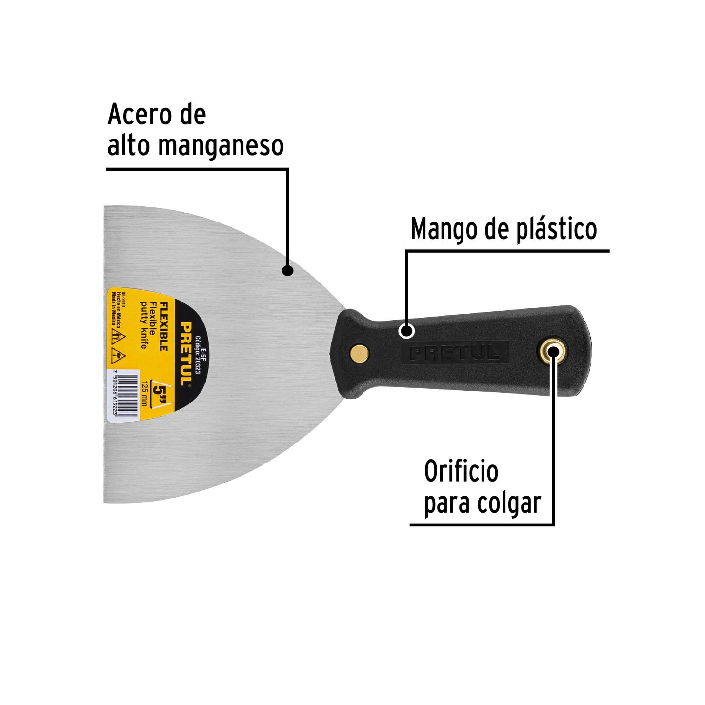 E-5F Espátula 5', flexible, pretul