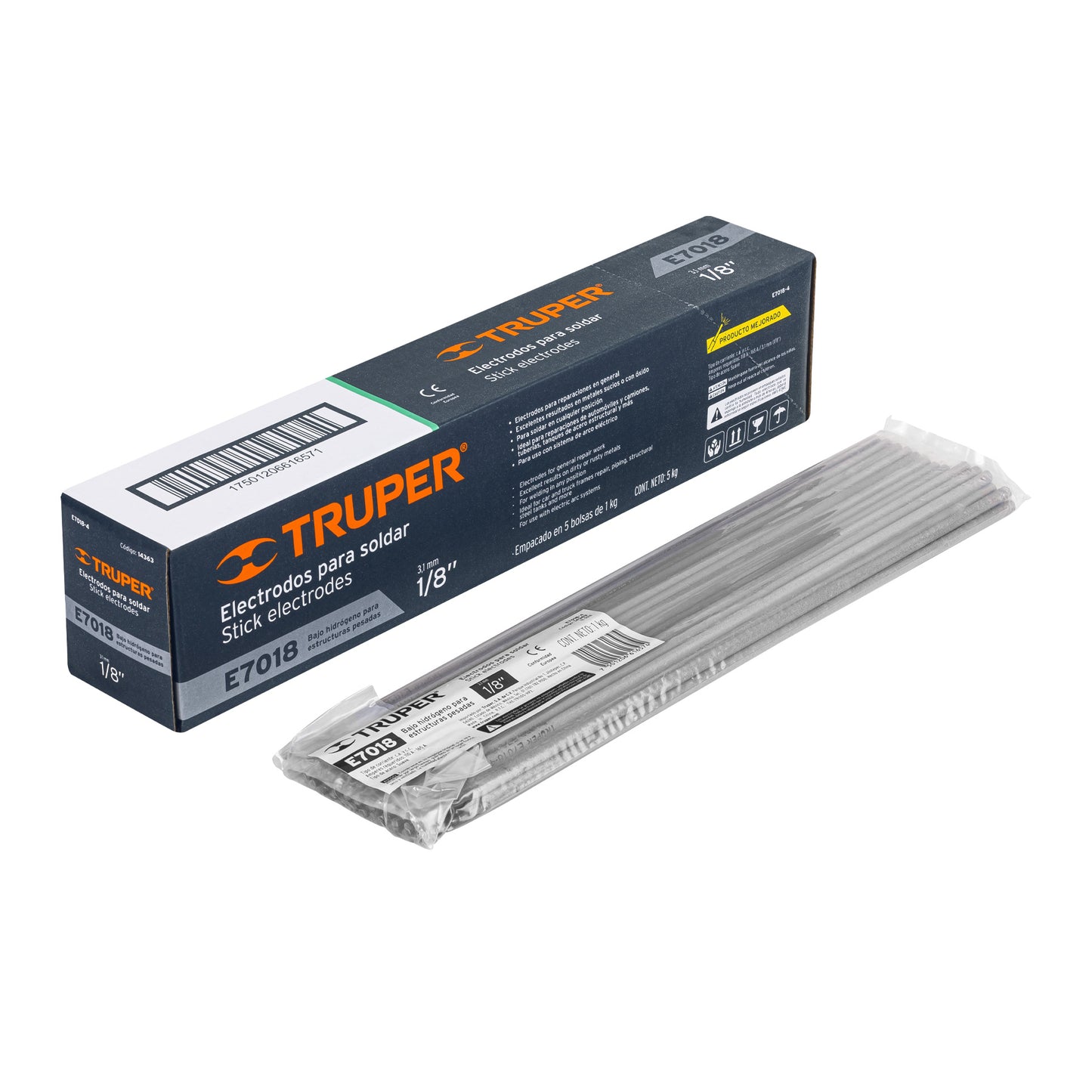 E7018-4 Soldadura eléctrica 7018 de 1/8', bolsa con 1 kilo