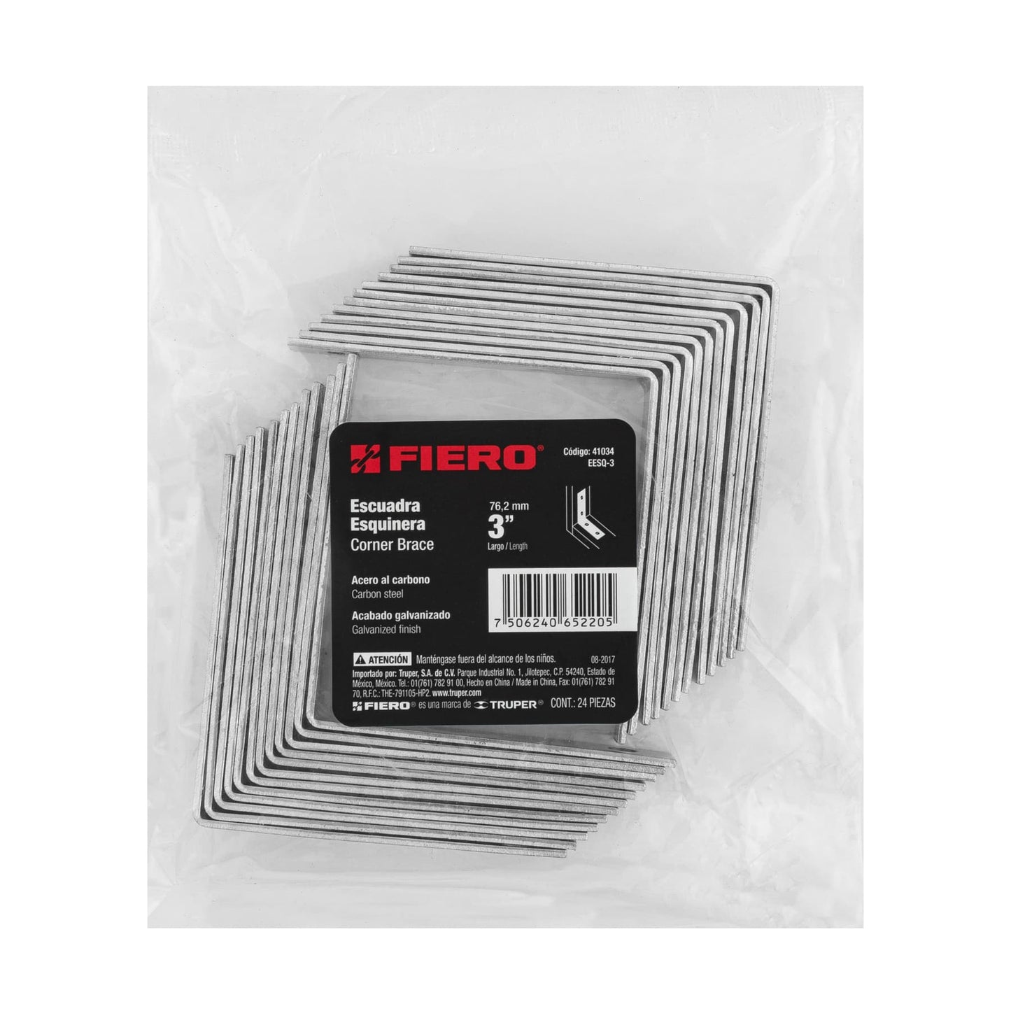 EESQ-3 Escuadra esquinera, 3' x 3', bolsa con 24 pzas
