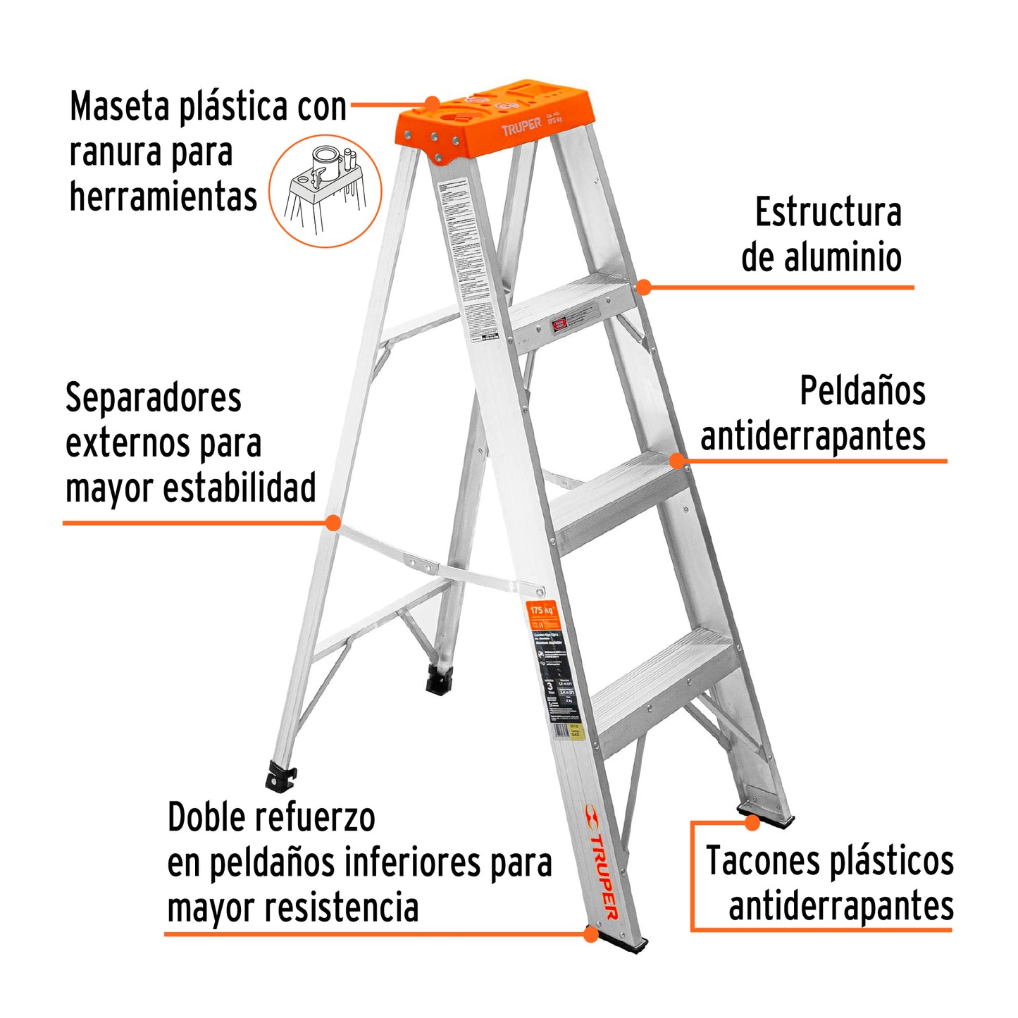 EST-23 Escalera de tijera tipo 2, 3 escalones