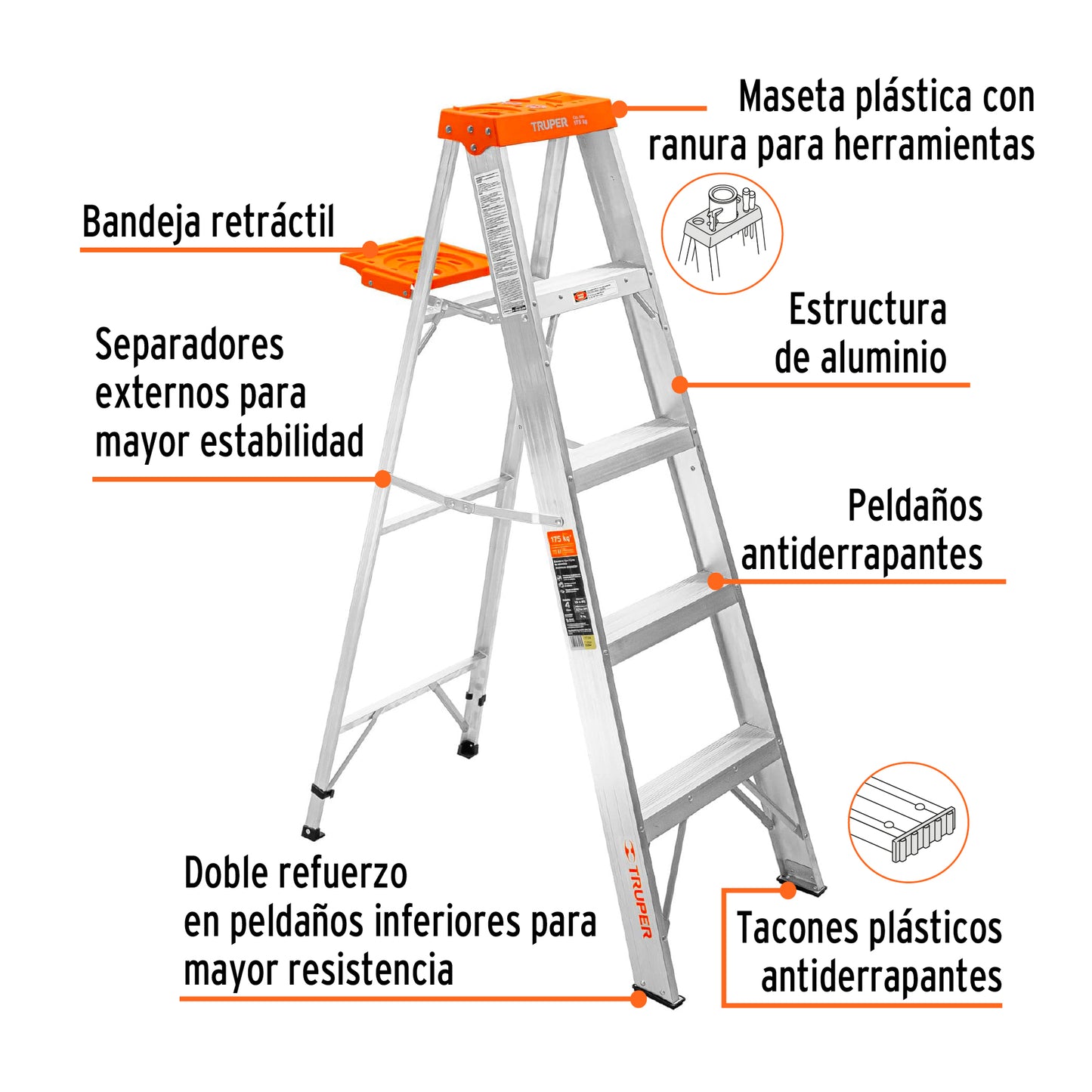 EST-24 Escalera de tijera tipo 2, 4 escalones