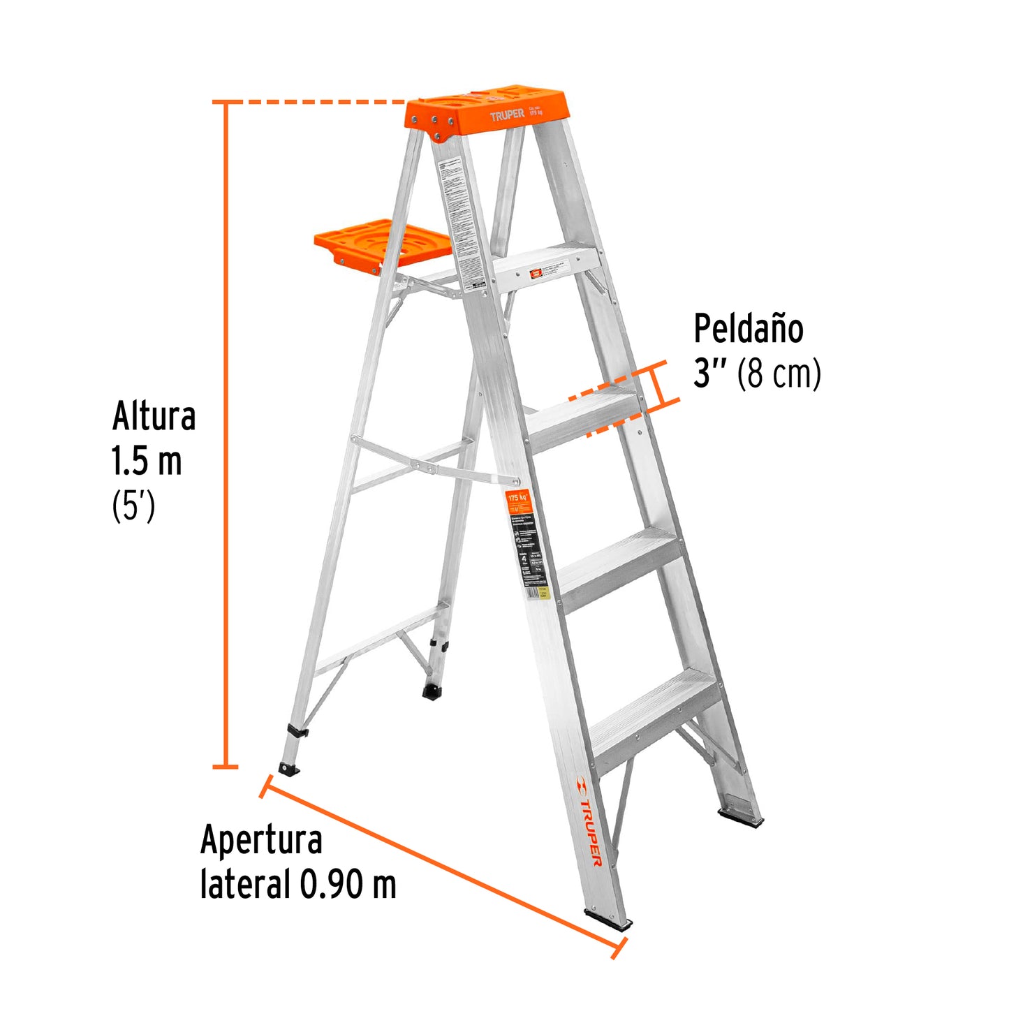 EST-24 Escalera de tijera tipo 2, 4 escalones