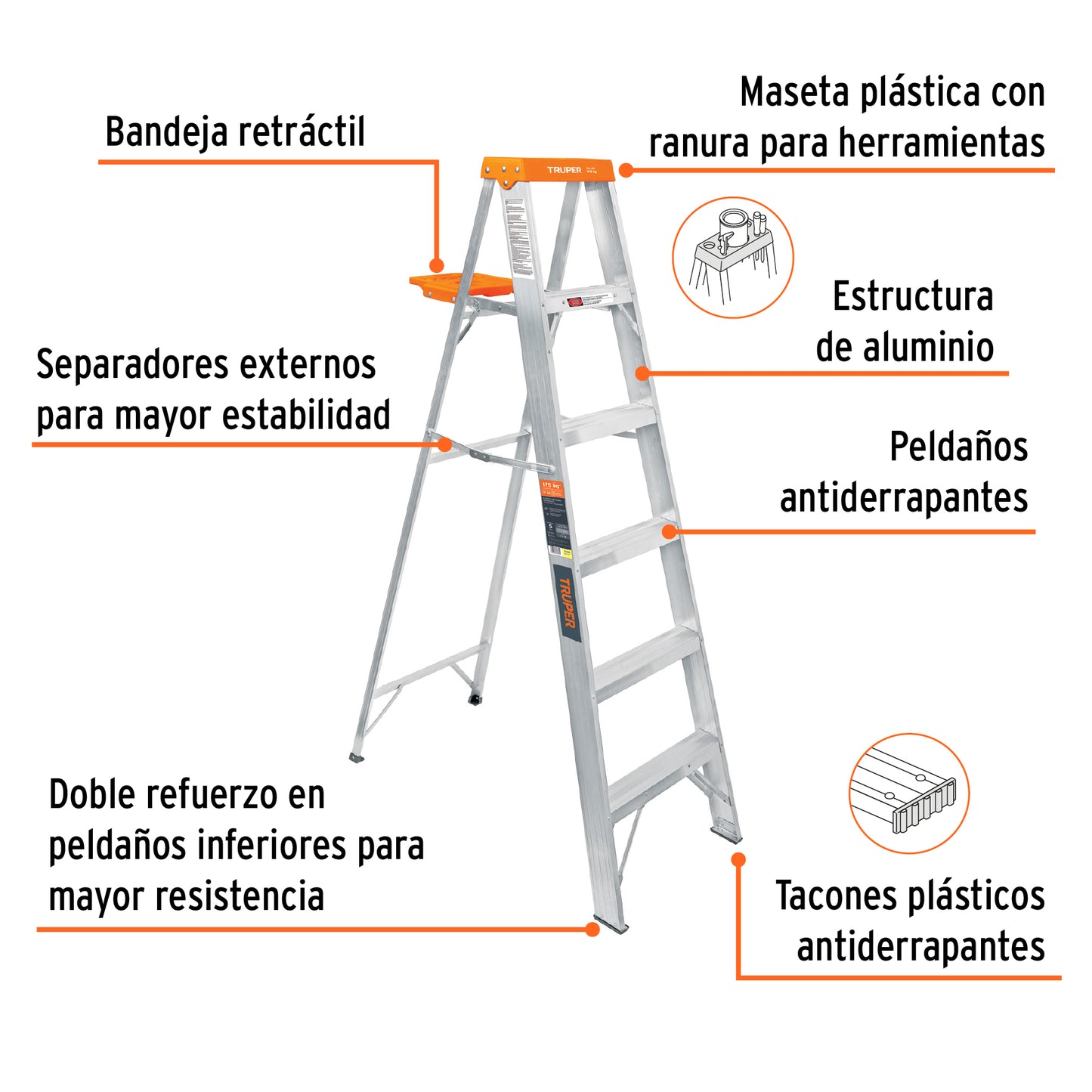 EST-25 Escalera de tijera tipo 2, 5 escalones
