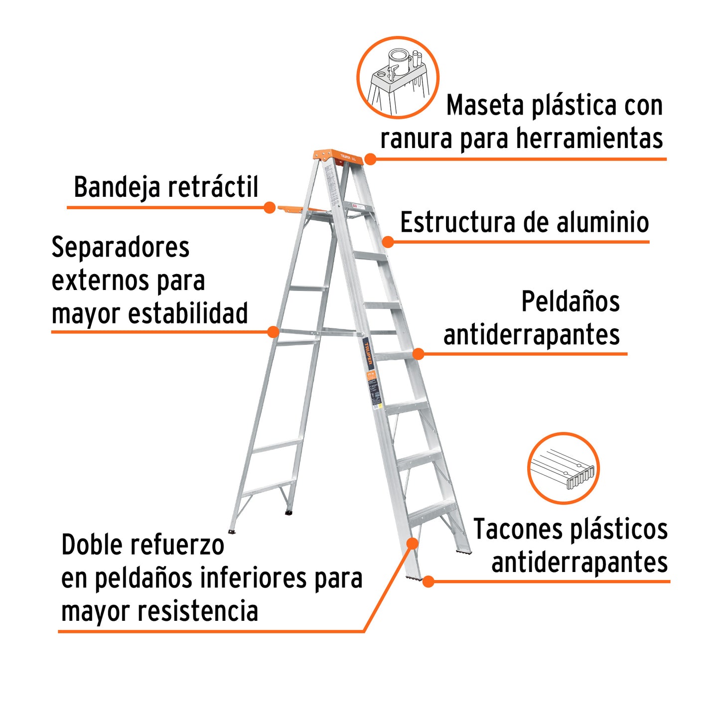 EST-27 Escalera de tijera tipo 2, 7 escalones