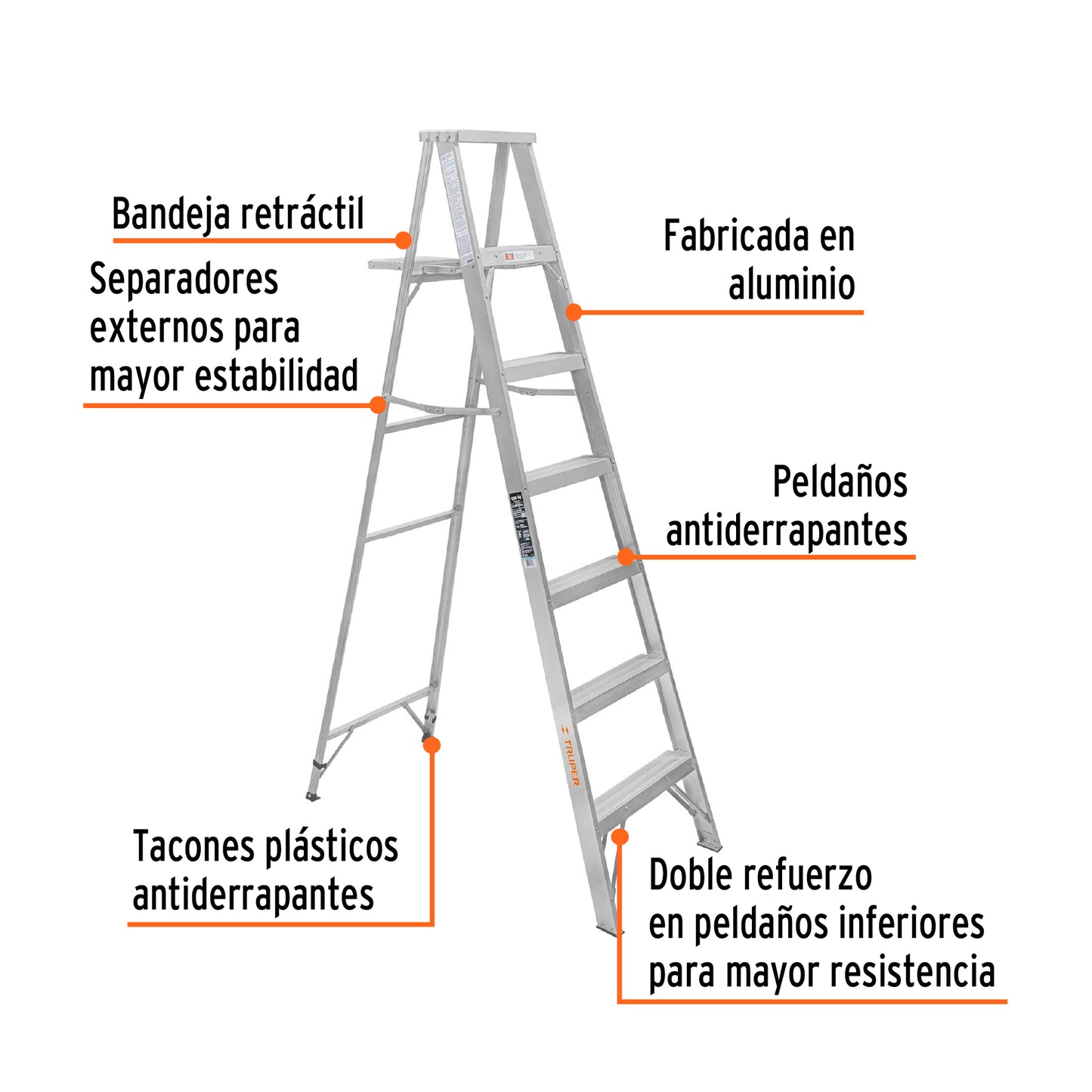 ESTA-36 Escalera de tijera, aluminio, tipo lll, 6 escalones