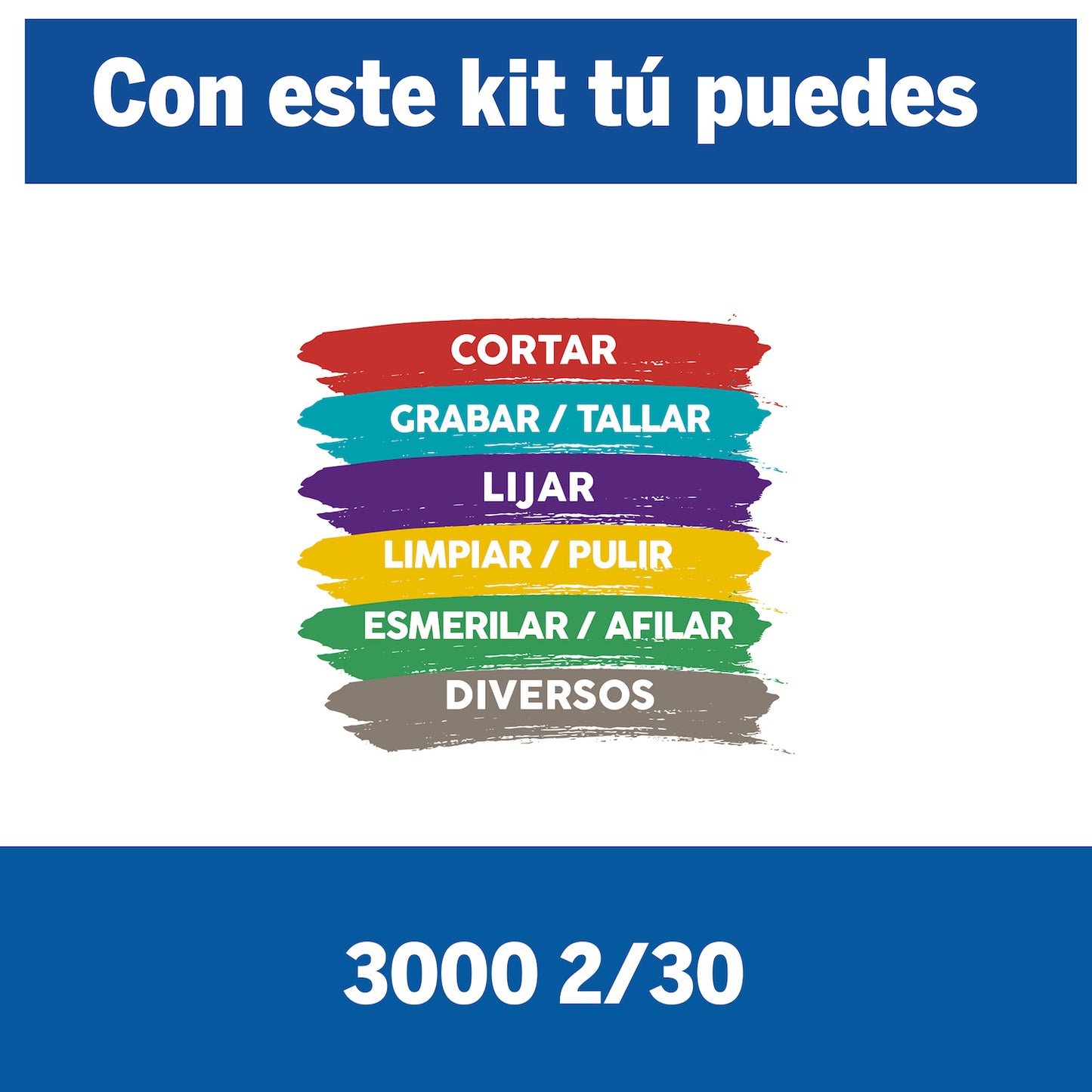 F0133000PP Dremel 3000 Mototool con 2 Acoples y 30 Accesorios + Maleta