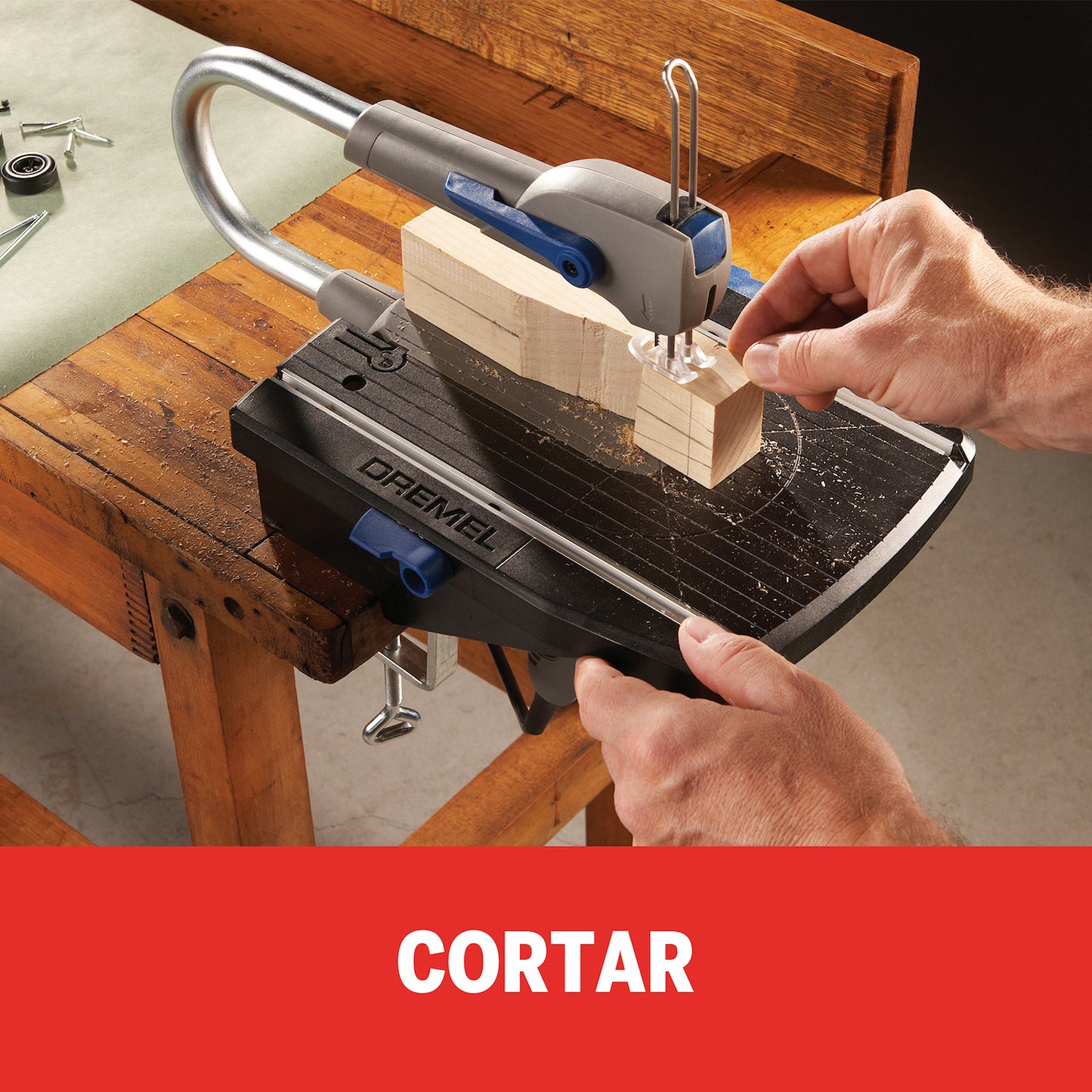 F013MS20AA-000 Dremel Moto-Saw Sierra Caladora de Banco con 10 Accesorios + Maleta