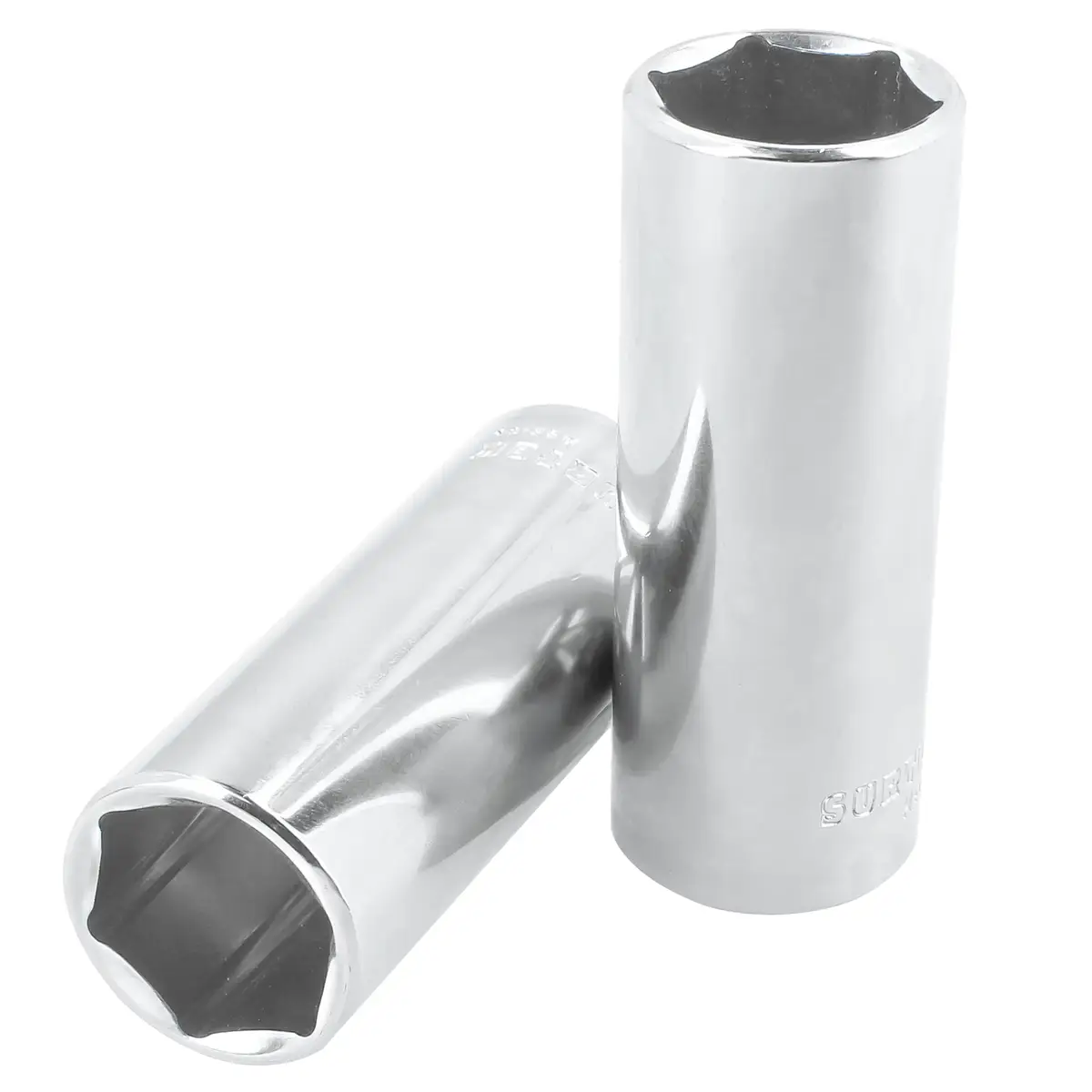 F5116HL Copa larga 6 pt cuadrante 3/8" de 1/2" recubierta en Cr-Ni