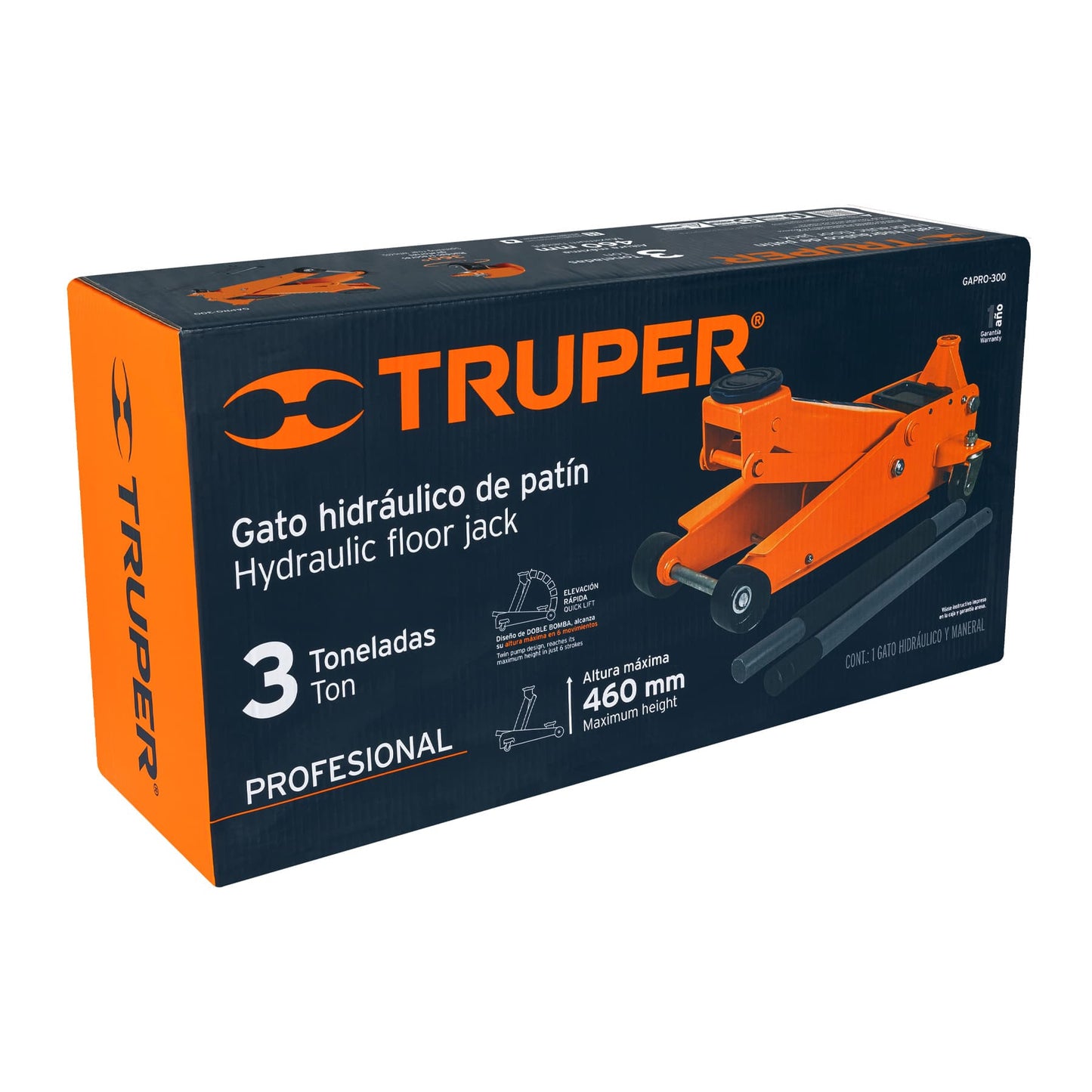 GAPRO-300 Gato hidráulico tipo zorra profesional, 3 toneladas