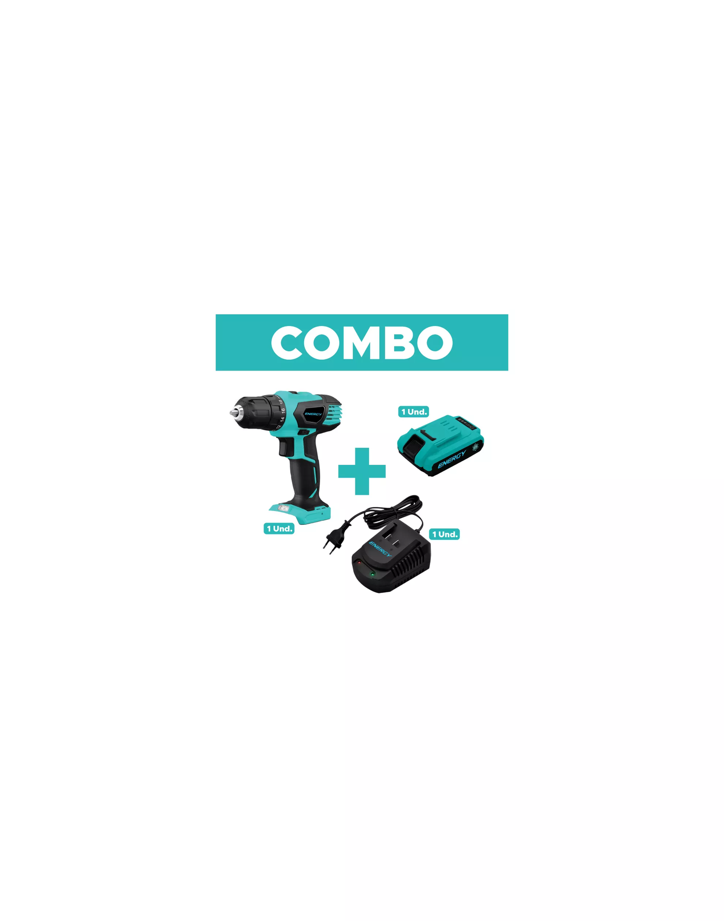 ID13/1/18 Taladro atornillador/percutor inalámbrico 18V 1/2" con batería 2 amperios Energy