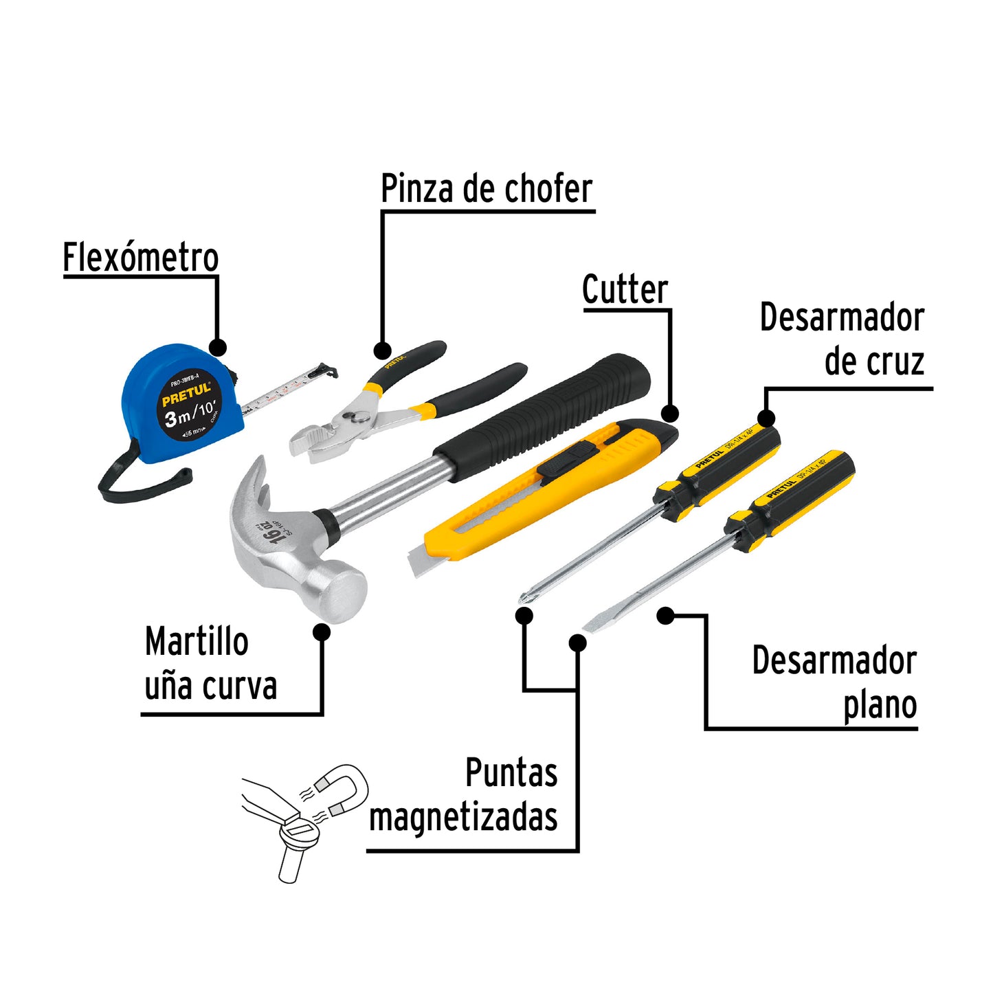 JGO-CAS6 Juego de herramientas, 6 piezas, Pretul