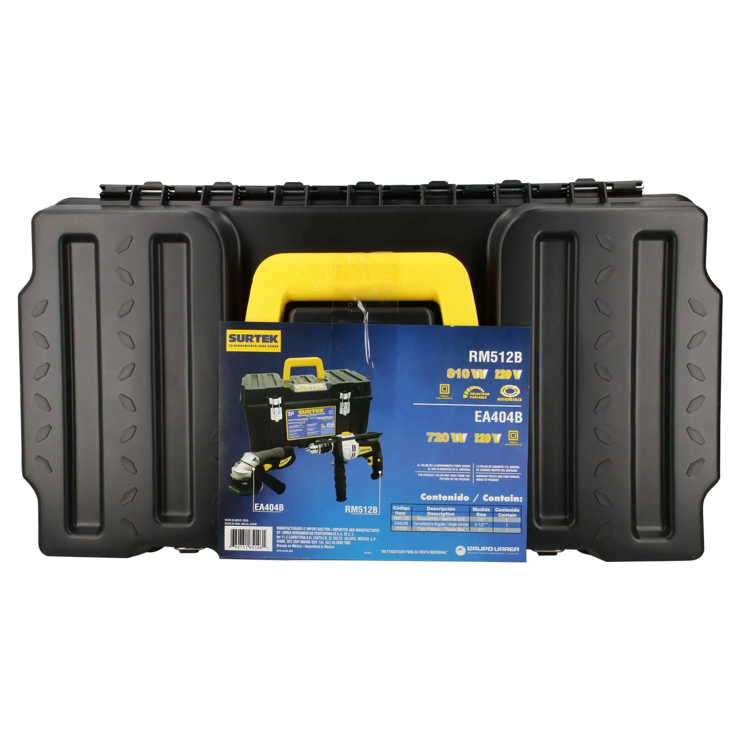 JPS01 Combo pulidora 4-1/2" 720W + taladro 1/2" 810W con caja de herramientas, uso profesional