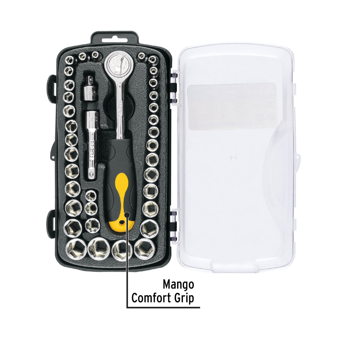 JUDA-38P Juego de ratchet y copas, 39 piezas, Pretul