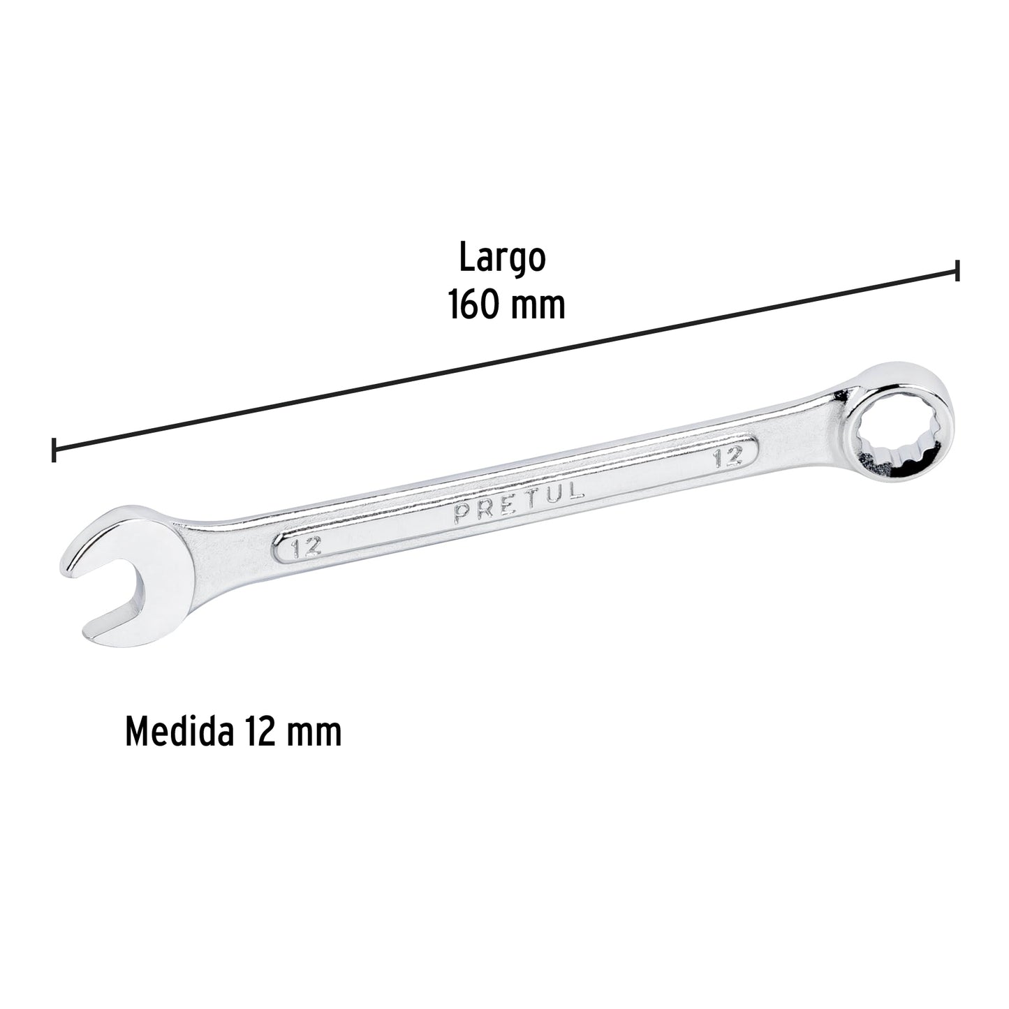 LL-1212MP Llave mixta mm, 12 x 140 mm, Pretul