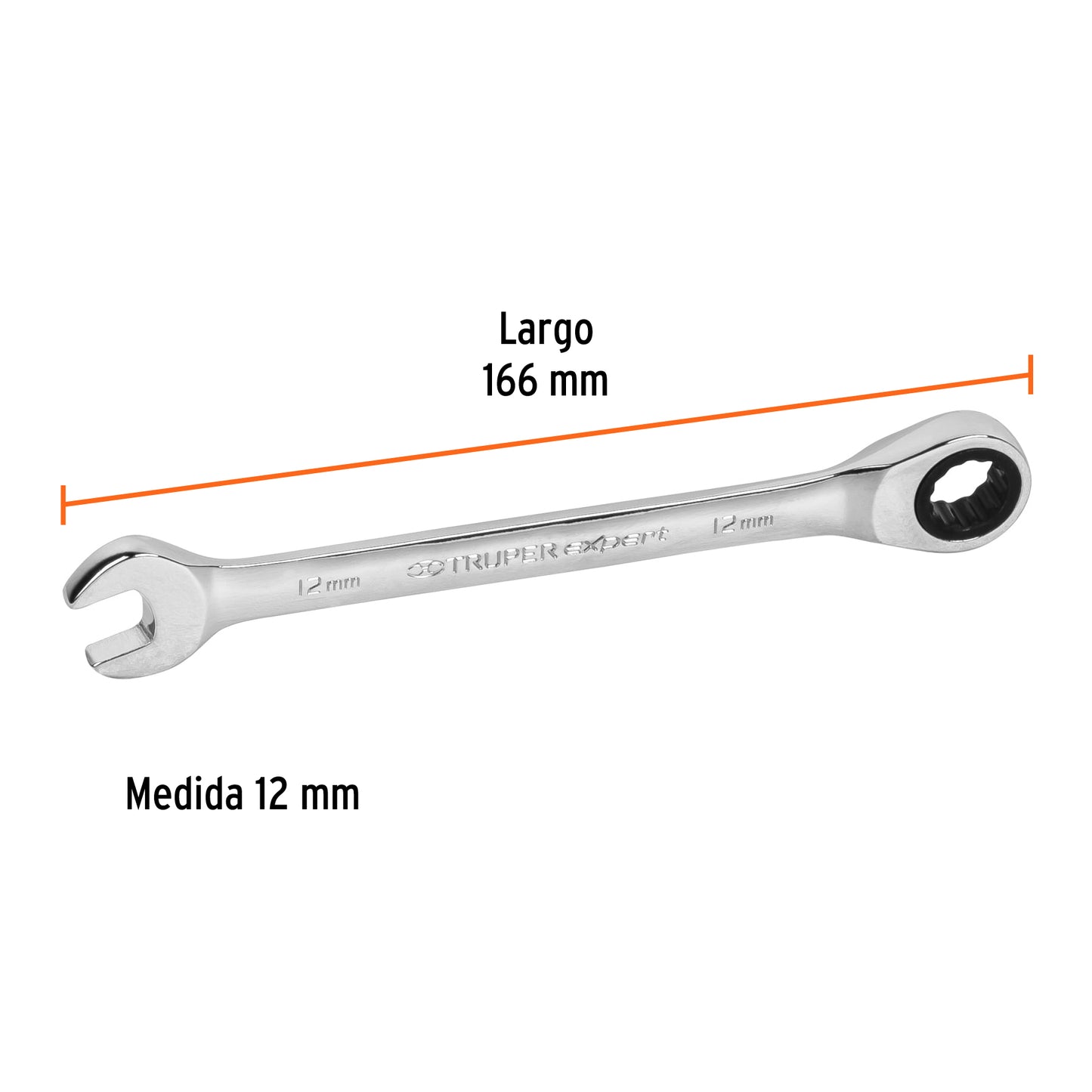LL-2012MX Llave mixta con ratchet, 12 x 166 mm, Truper Expert
