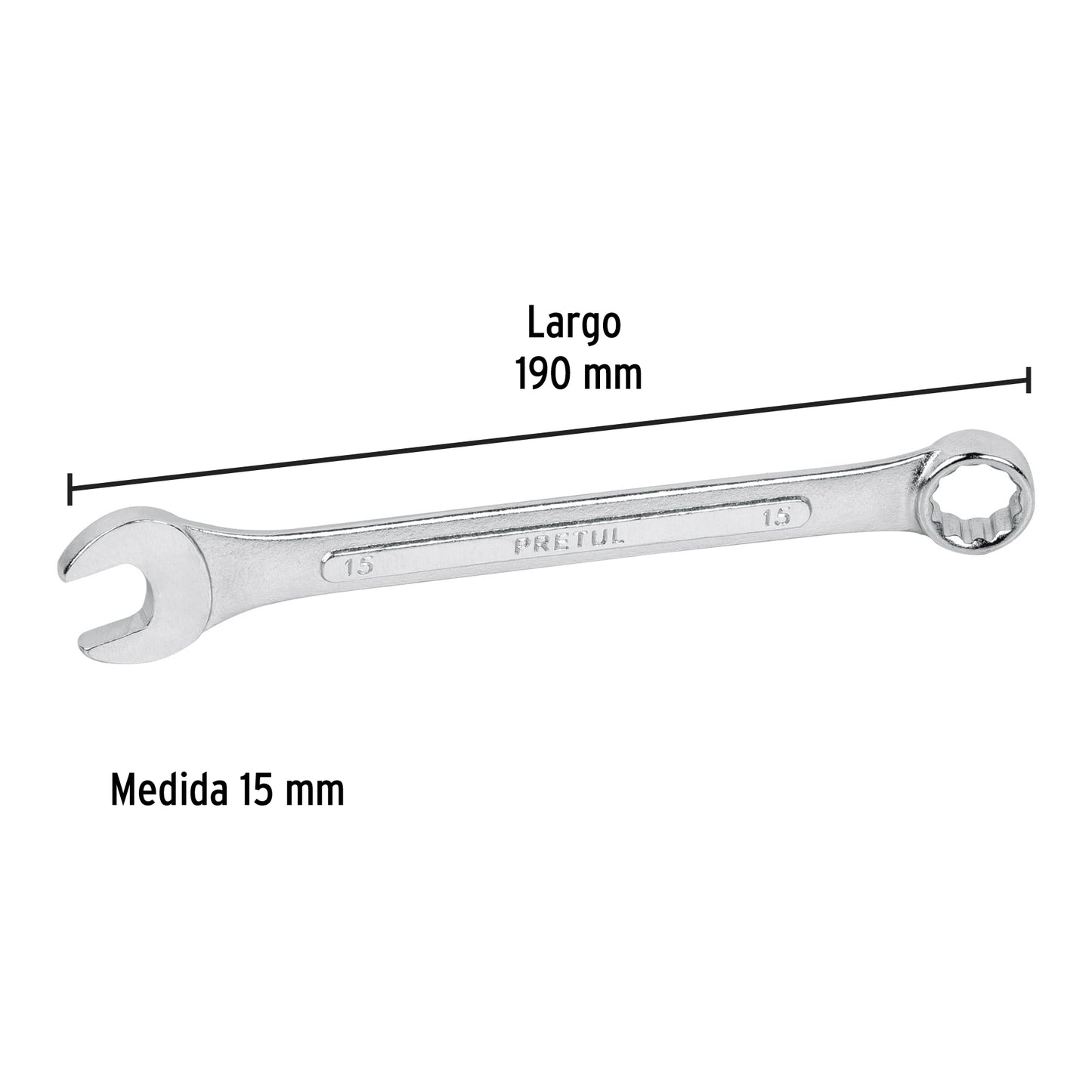 LL-1215MP Llave mixta mm, 15 x 175 mm, Pretul