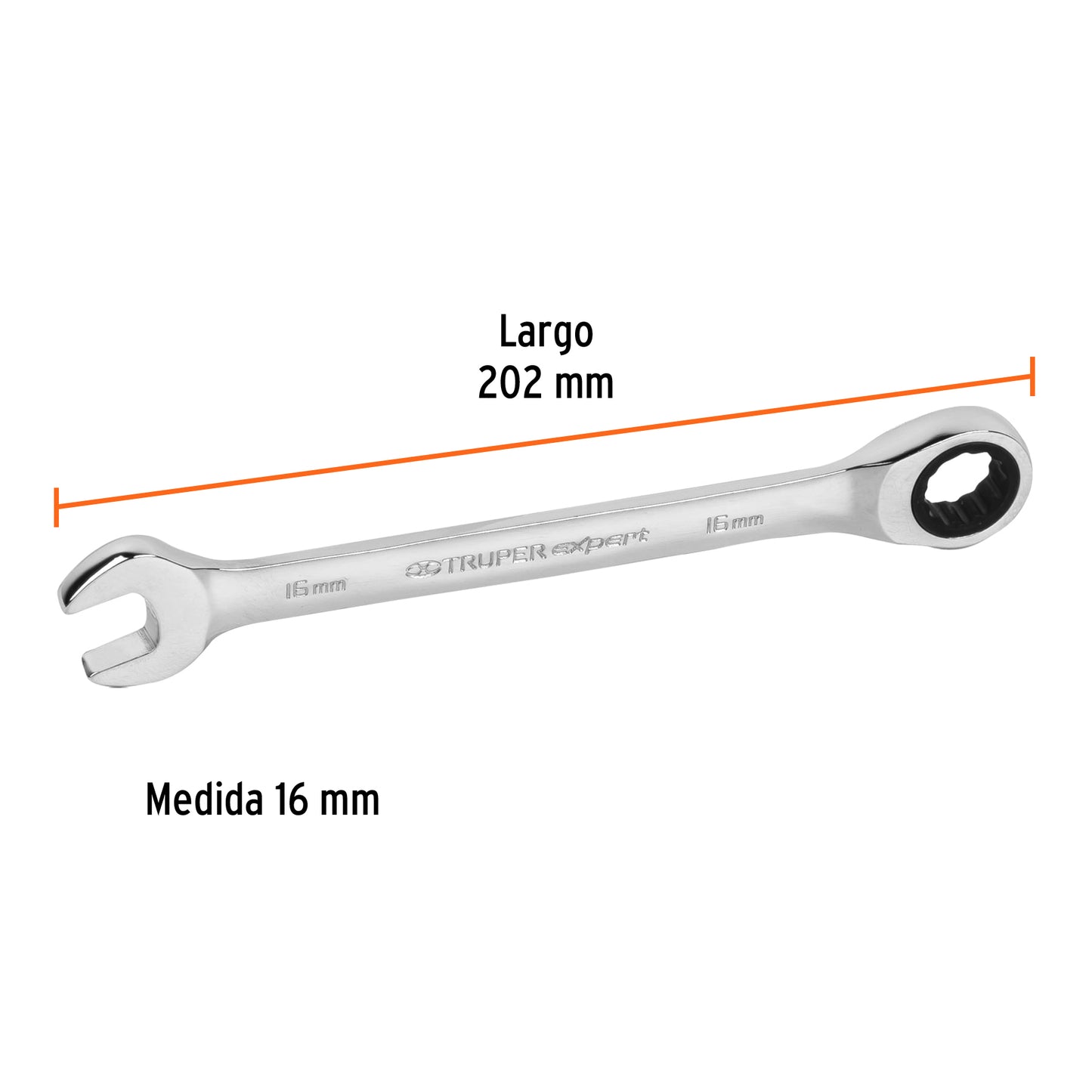 LL-1216MX Llave mixta con ratchet, milimétrica 16mm, TruperExpert