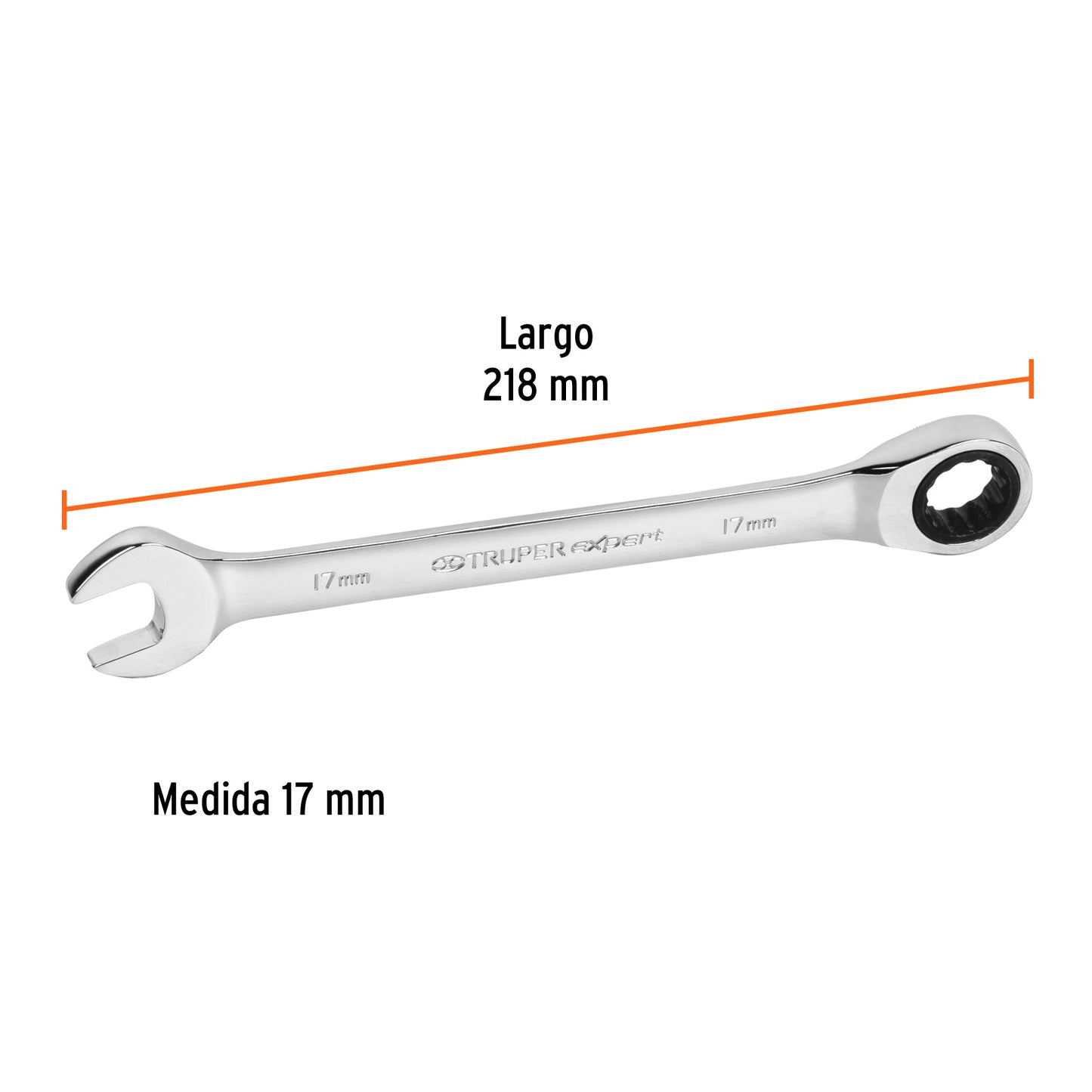 LL-2017MX Llave mixta con ratchet, milimétrica 17mm, TruperExpert