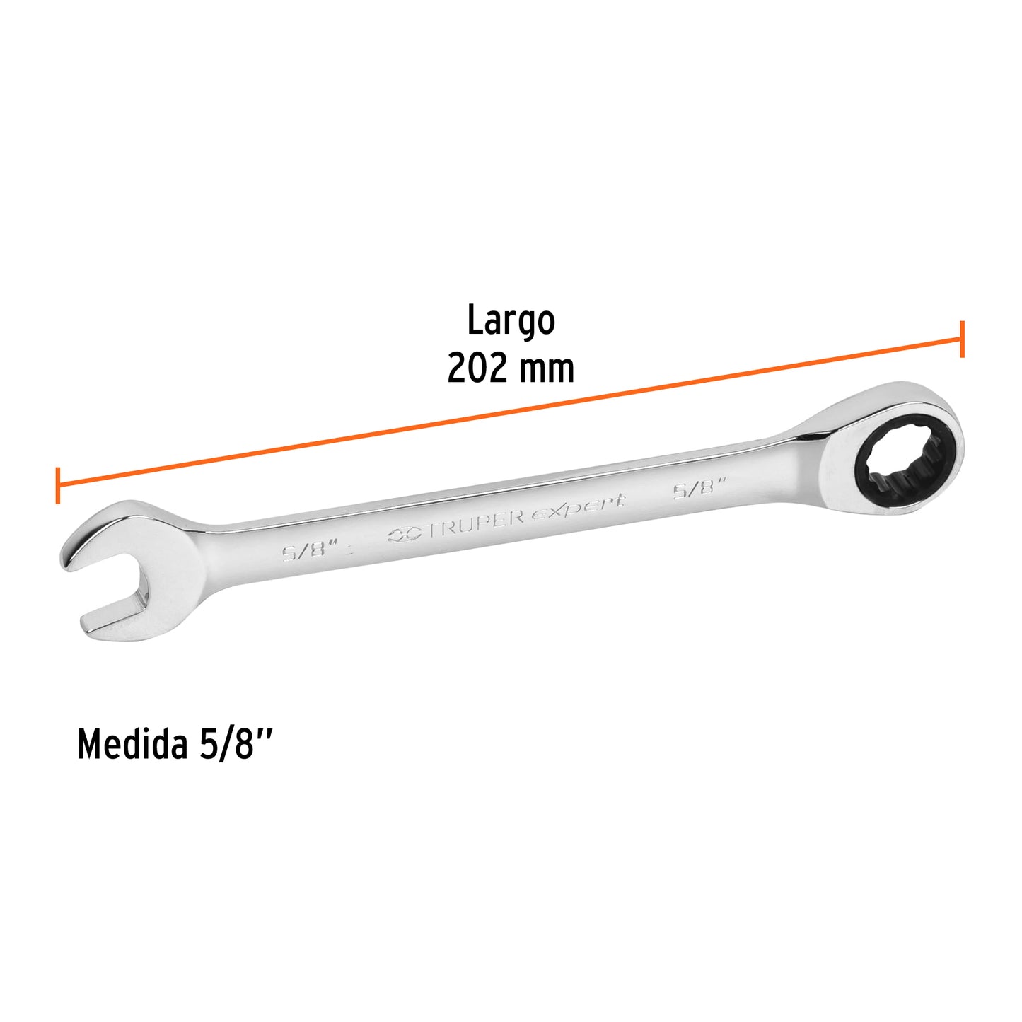LL-2020X Llave mixta con ratchet, 5/8" x 202 mm, Truper Expert