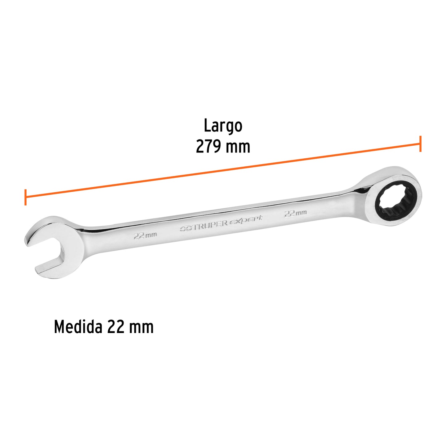 LL-1222MX Llave mixta con ratchet, milimétrica 22mm, TruperExpert