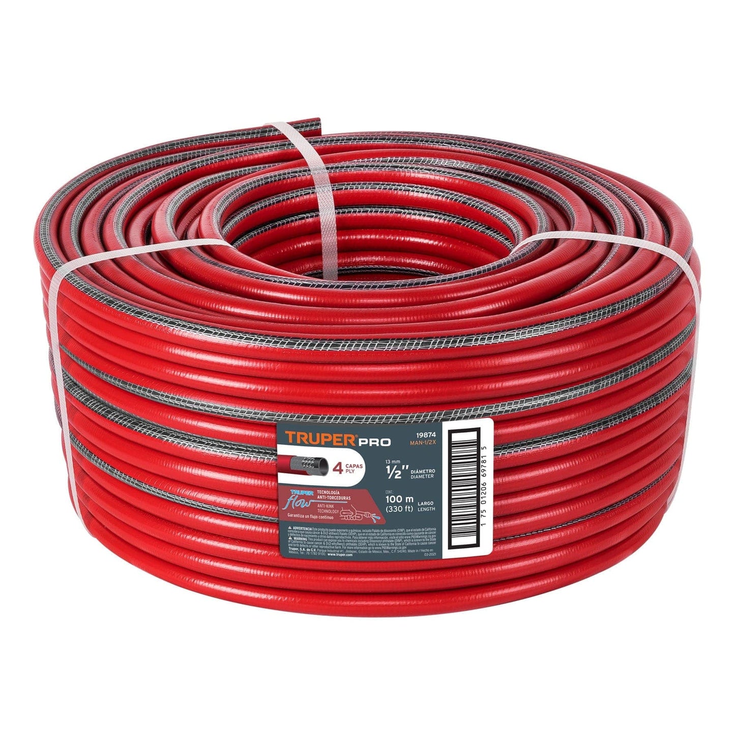 MAN-1/2X Manguera 1/2', super reforzada, 4 capas