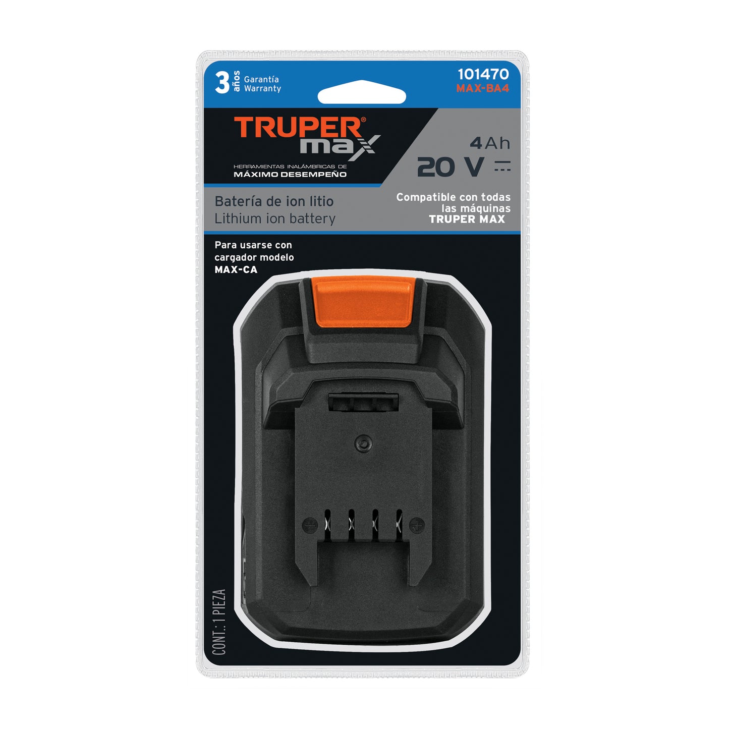 MAX-BA4 Batería ion litio Truper MAX 20V, 4Ah