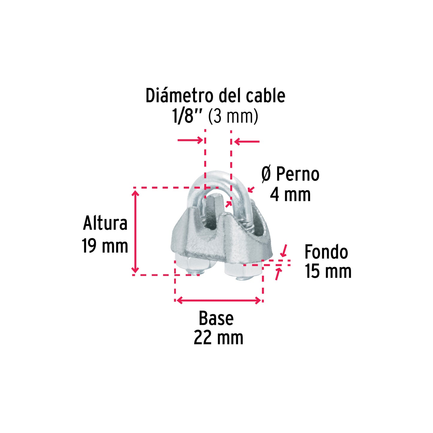 Perros-1/8 Perros para cable de 1/8" tarjeta con 2 pzas