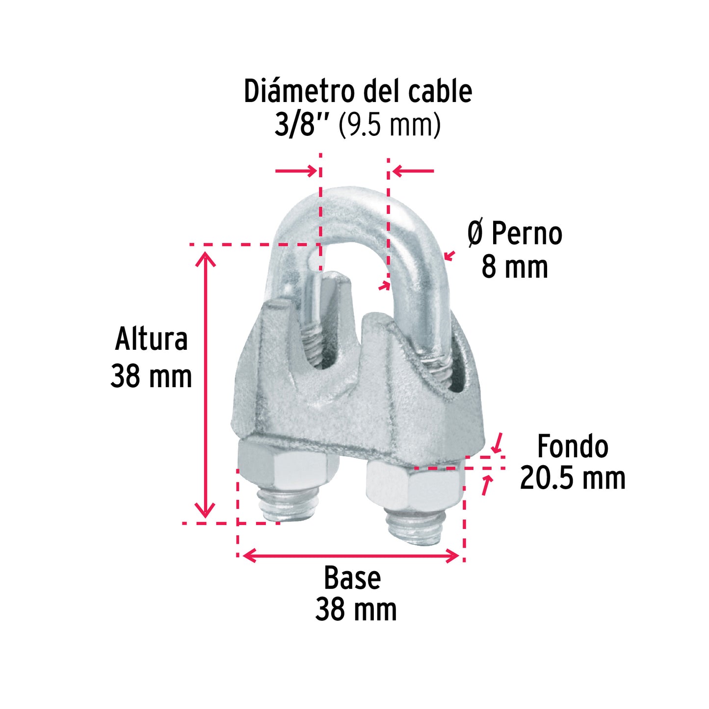Perros-3/8 Perros para cable de 3/8" tarjeta con 1 pza