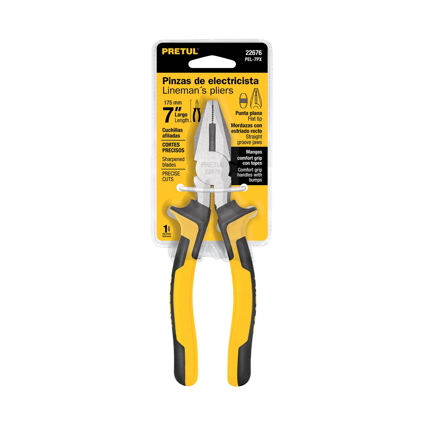 PEL-7PX Alicate para electricista 7", mango comfort grip, Pretul