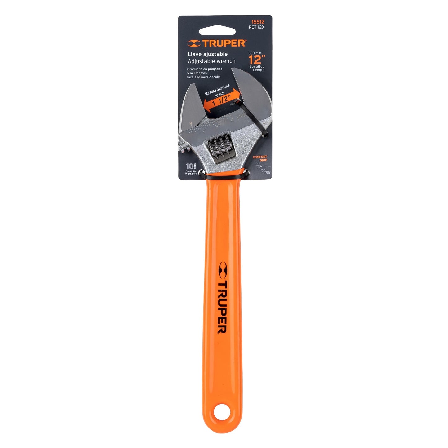 PET-12X Llave expansiva 12" cromada, mango Comfort Grip