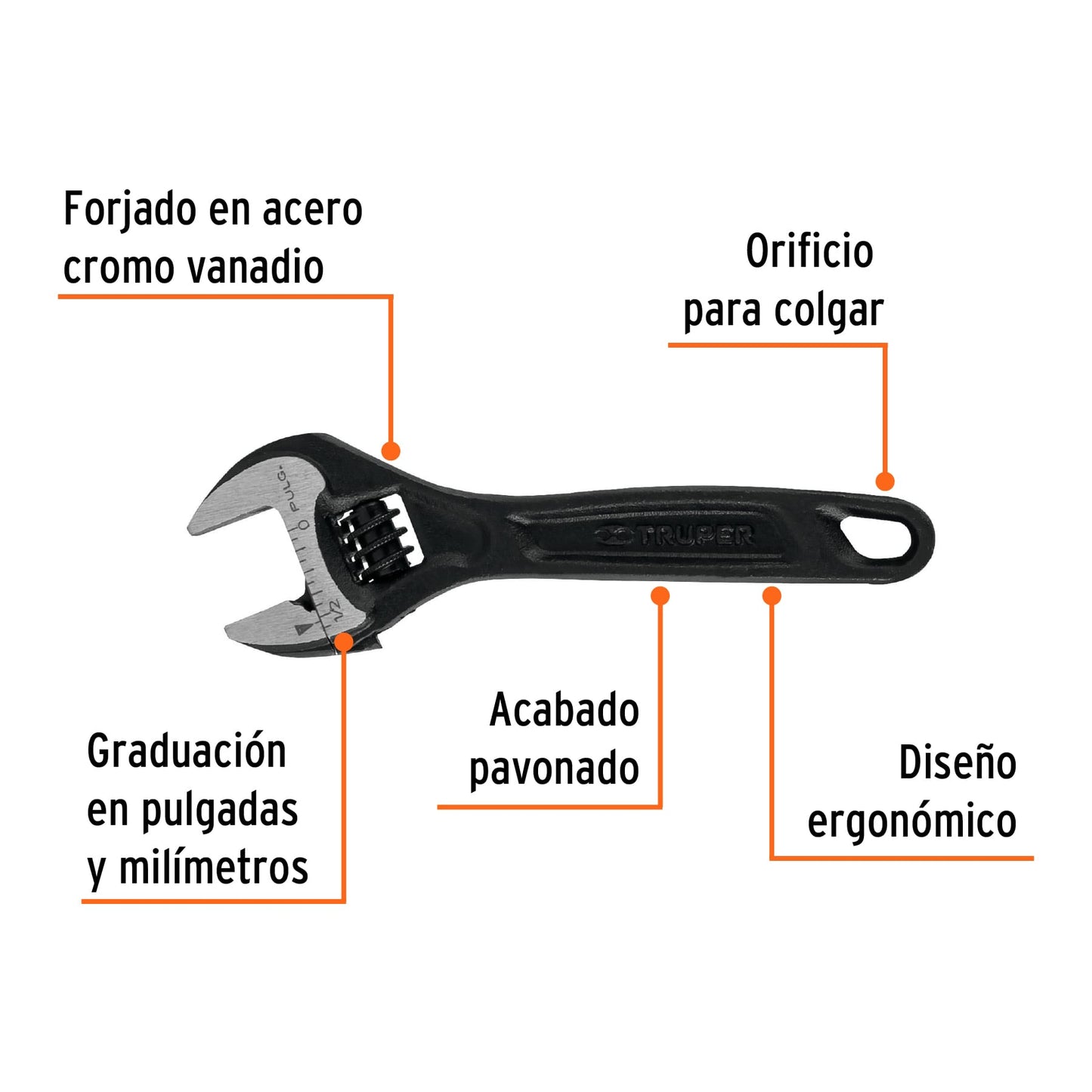 PET-4 Llave expansiva profesional, pavonada 4", Truper Expert